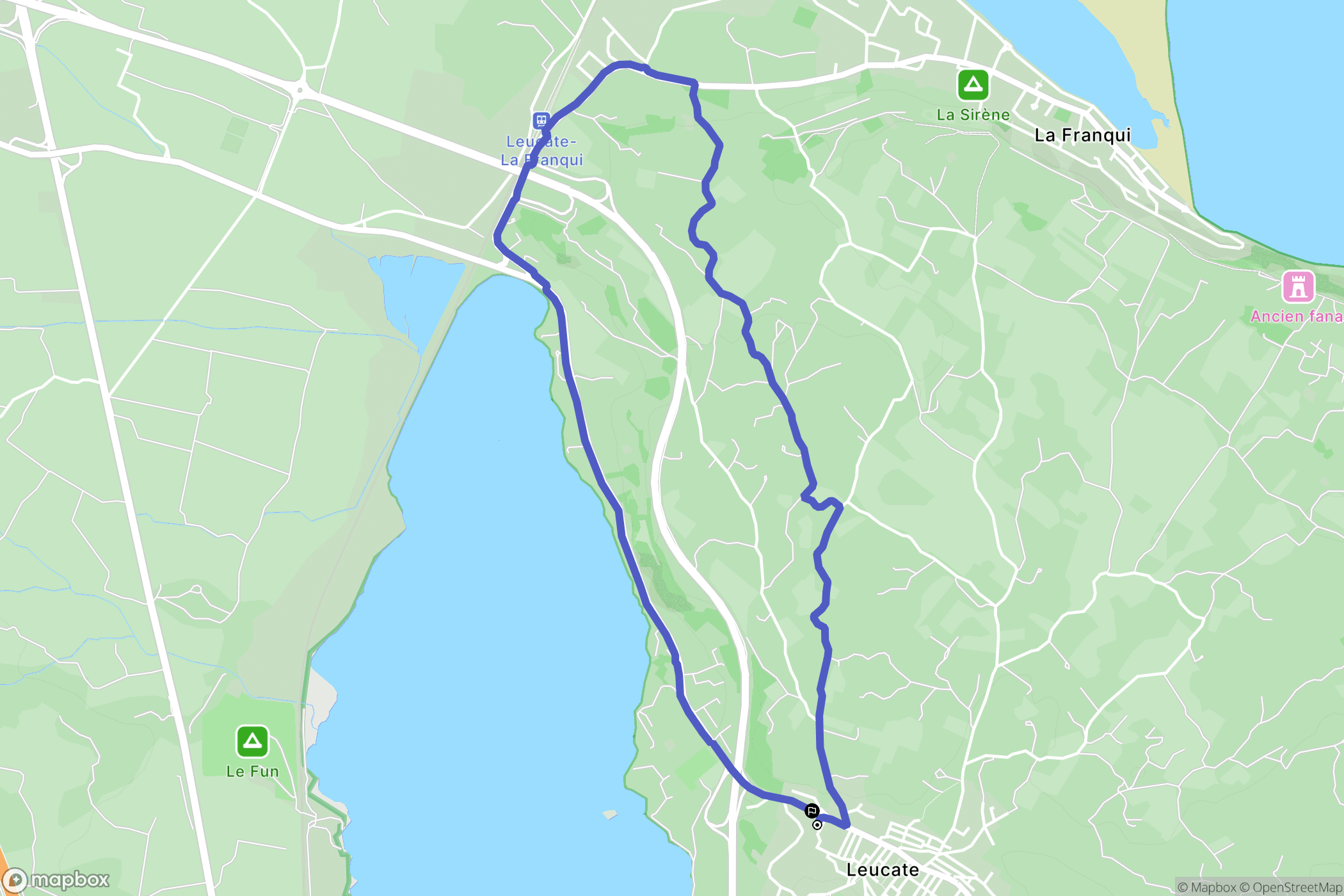 Leucate : carte du parcours de randonnée - France