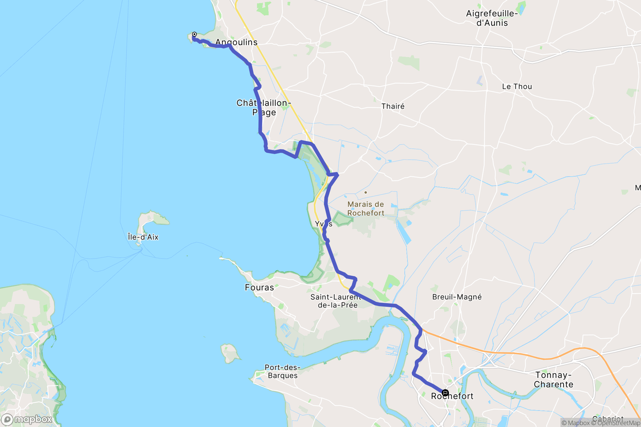 Angoulins : carte du parcours de randonnée - France