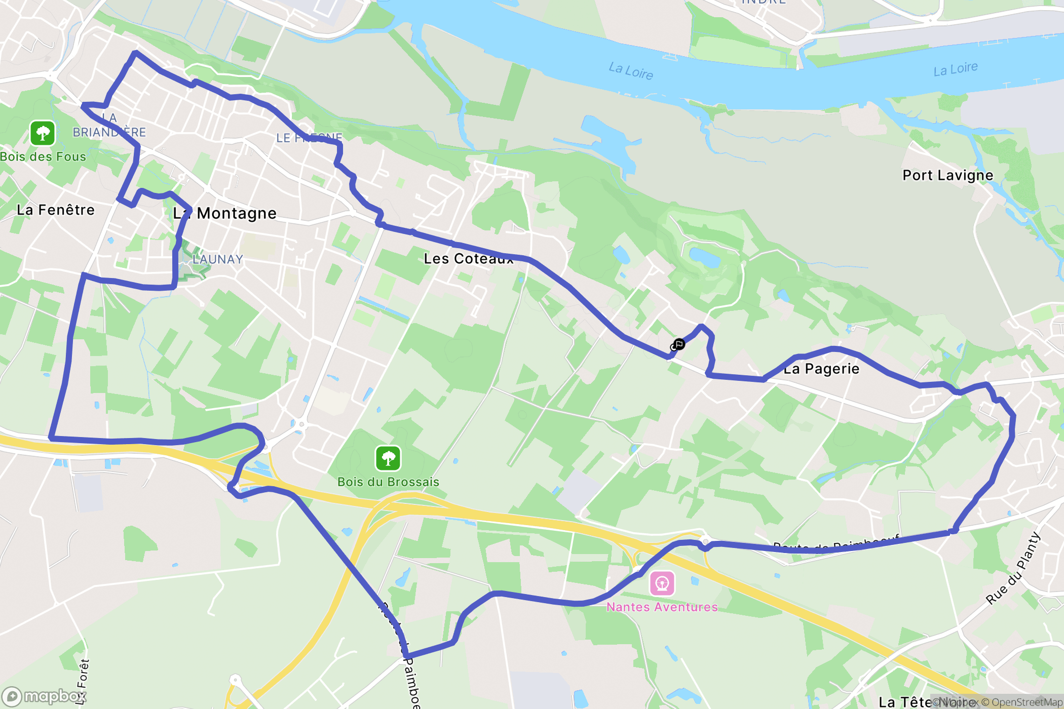 Bouguenais : carte du parcours de randonnée - France