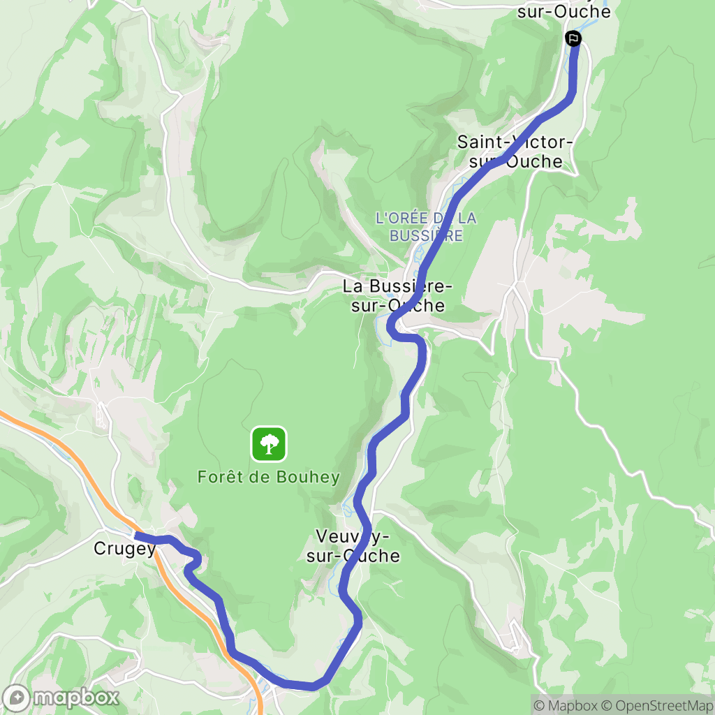 Barbirey-sur-Ouche : carte du parcours de randonnée - France