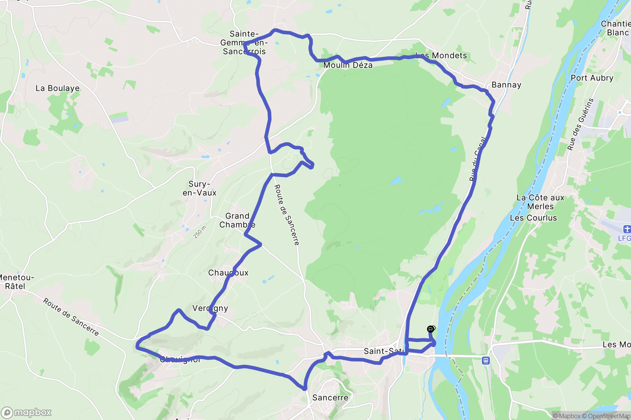 Saint-Satur : carte du parcours de randonnée - France