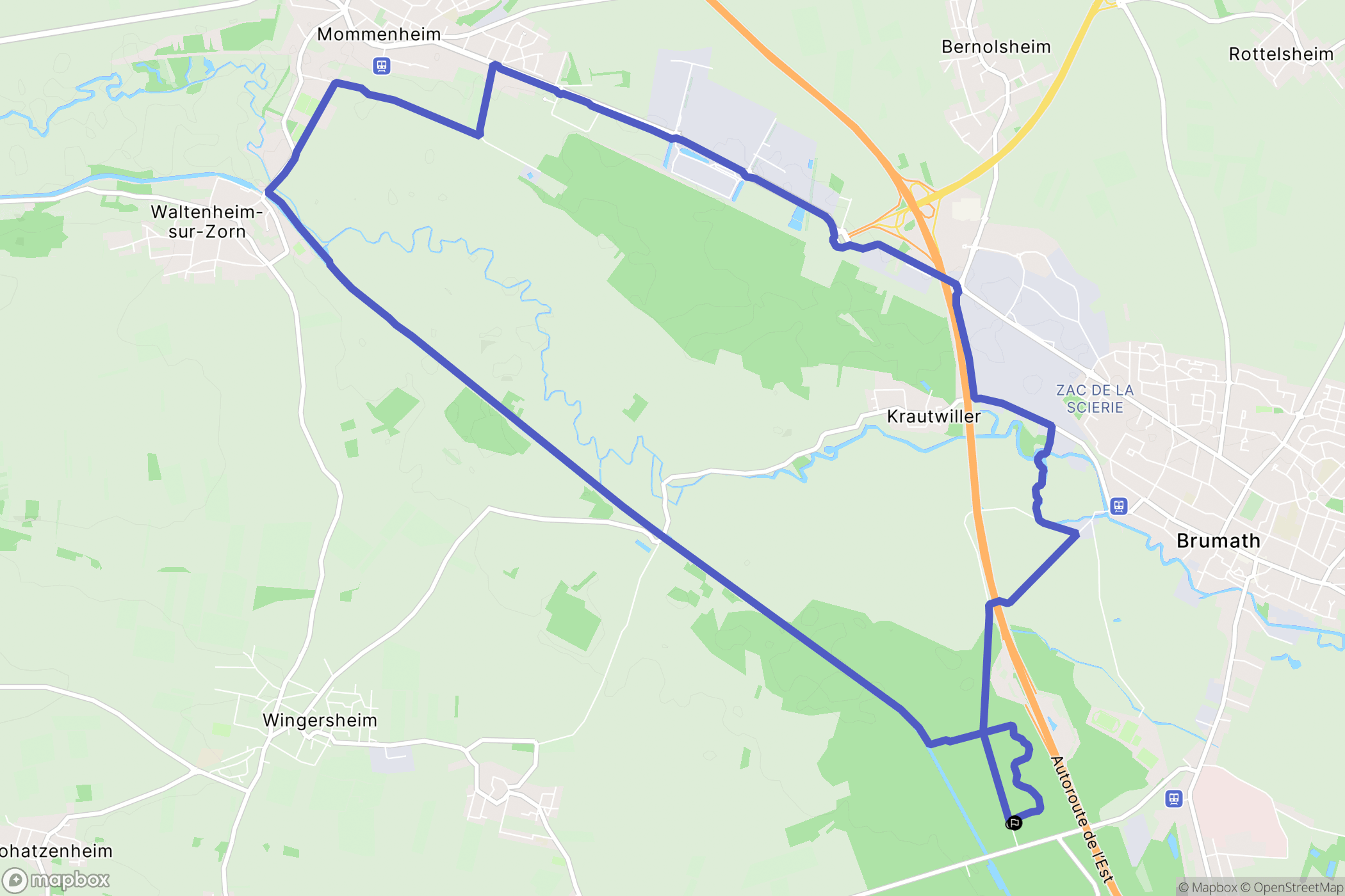 Brumath : carte du parcours de randonnée - France