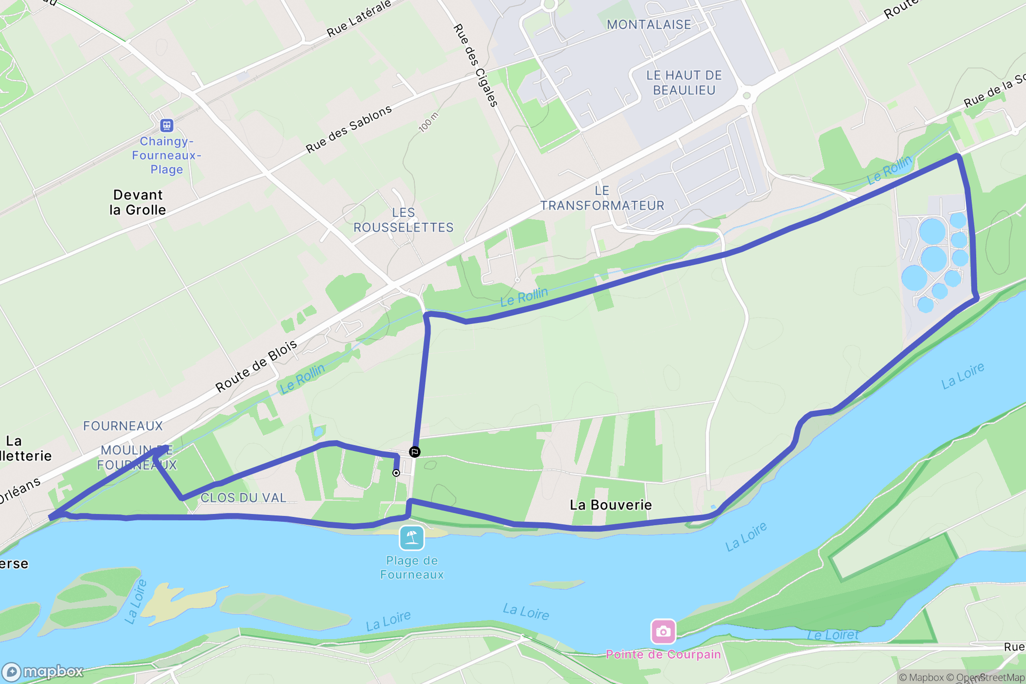 Chaingy : carte du parcours de randonnée - France