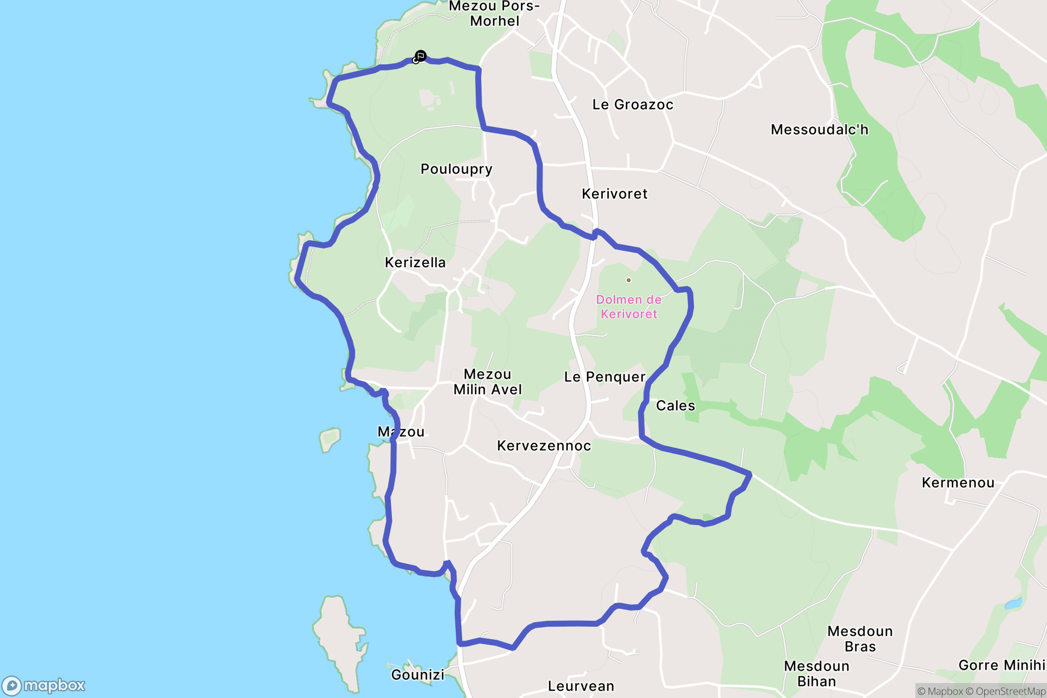 Porspoder : carte du parcours de randonnée - France