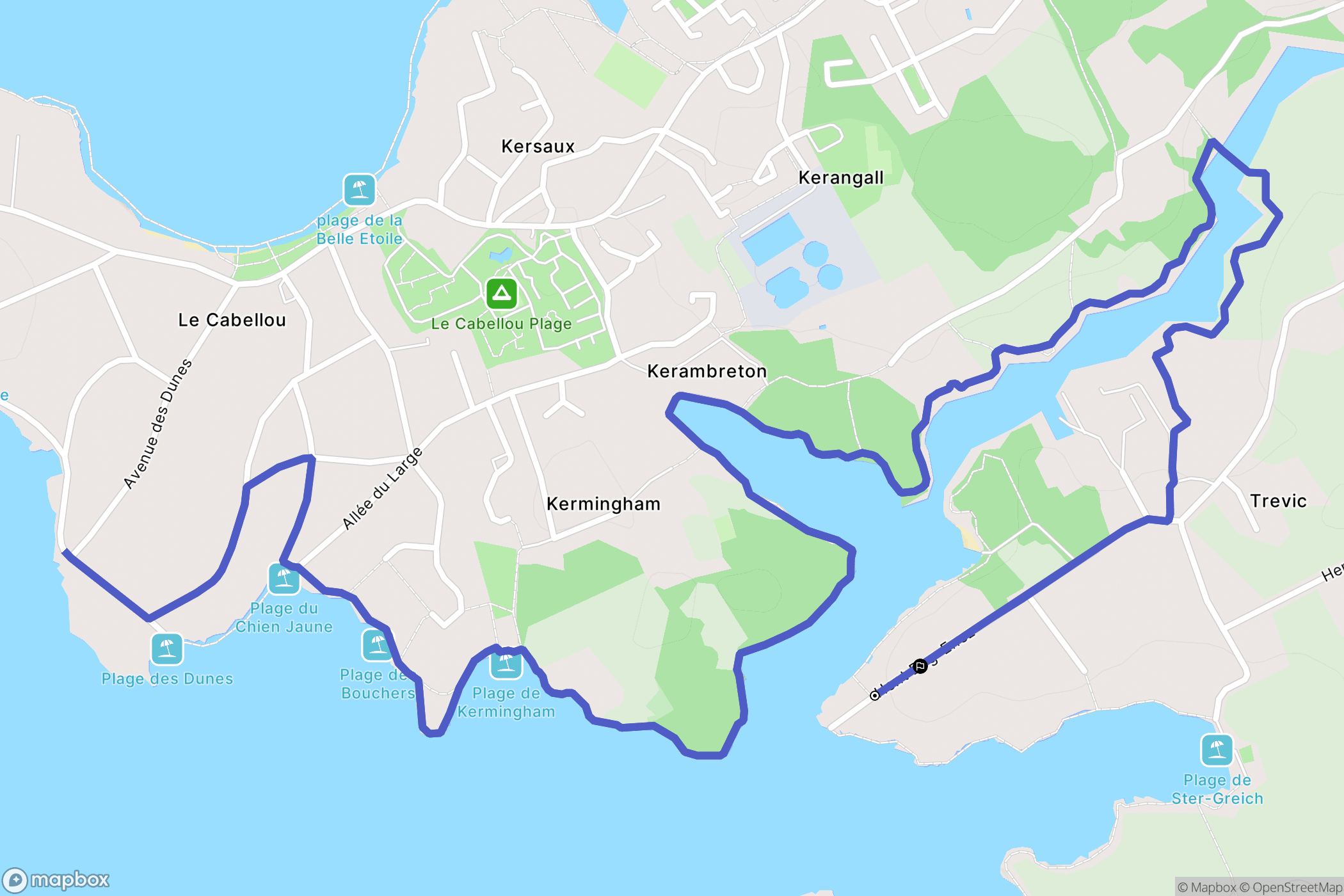Trégunc : carte du parcours de randonnée - France