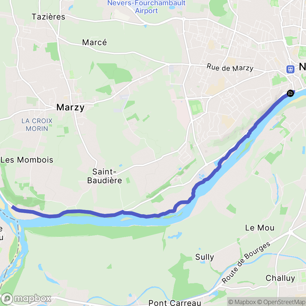 Nevers : carte du parcours de randonnée - France