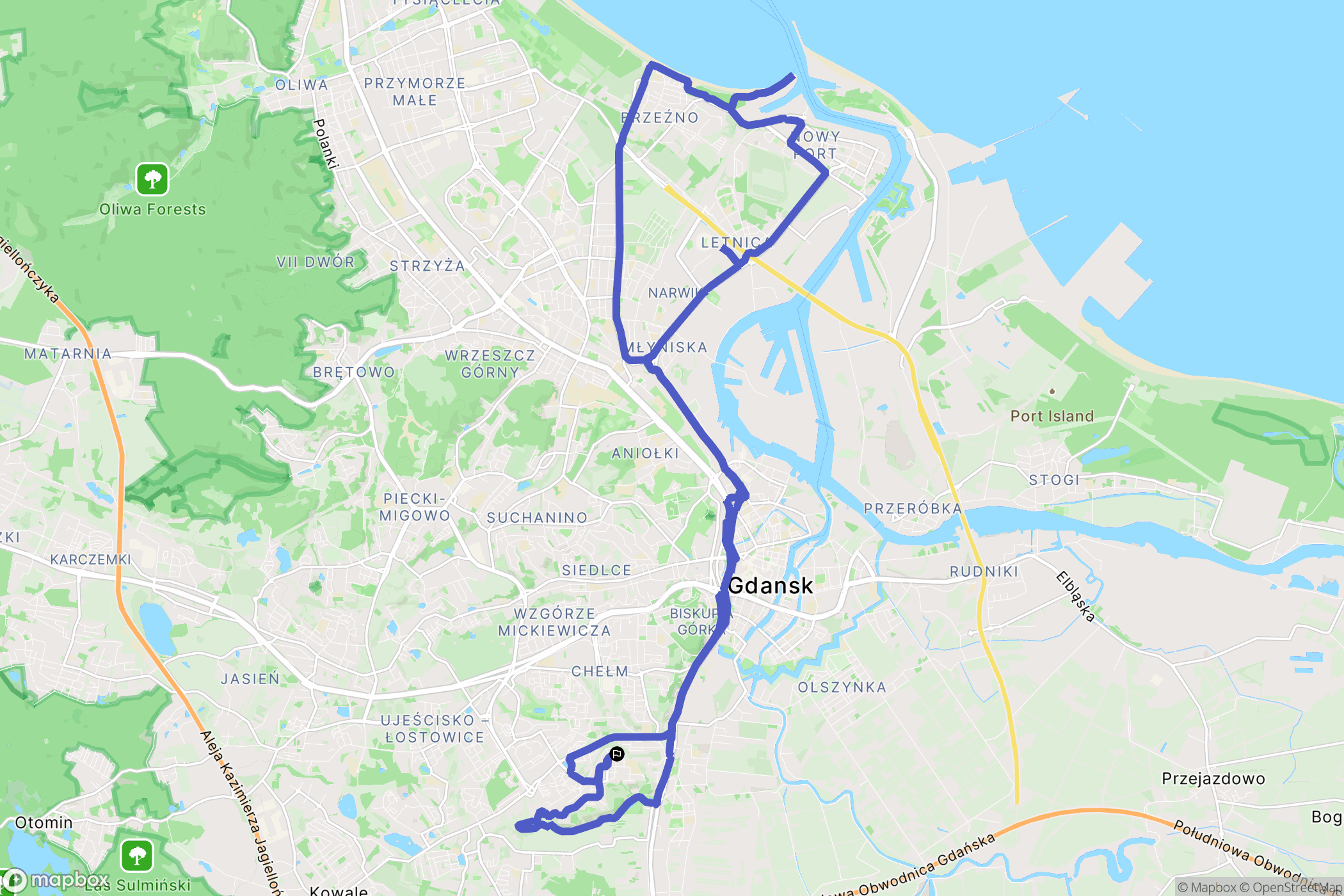 Gdańsk: mapa trasy - Poland