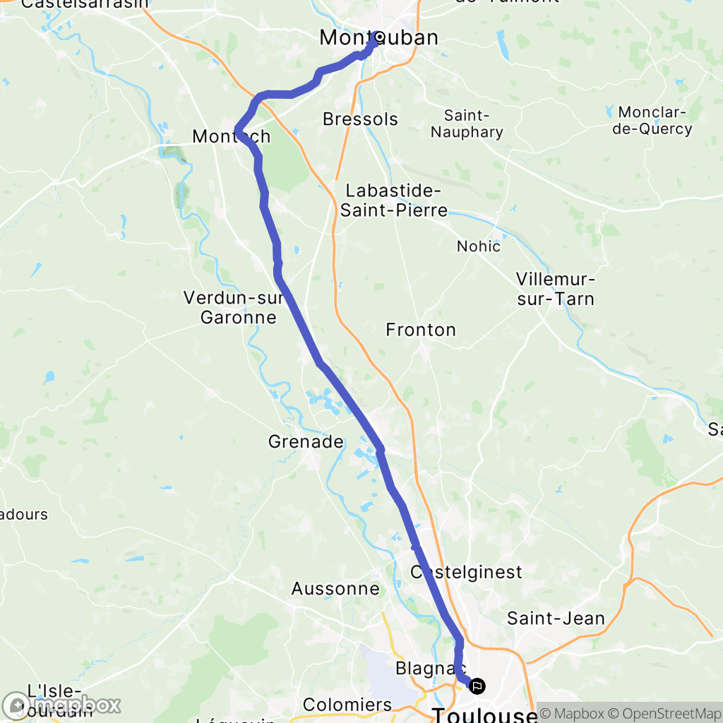 Montauban : carte du parcours de randonnée - France
