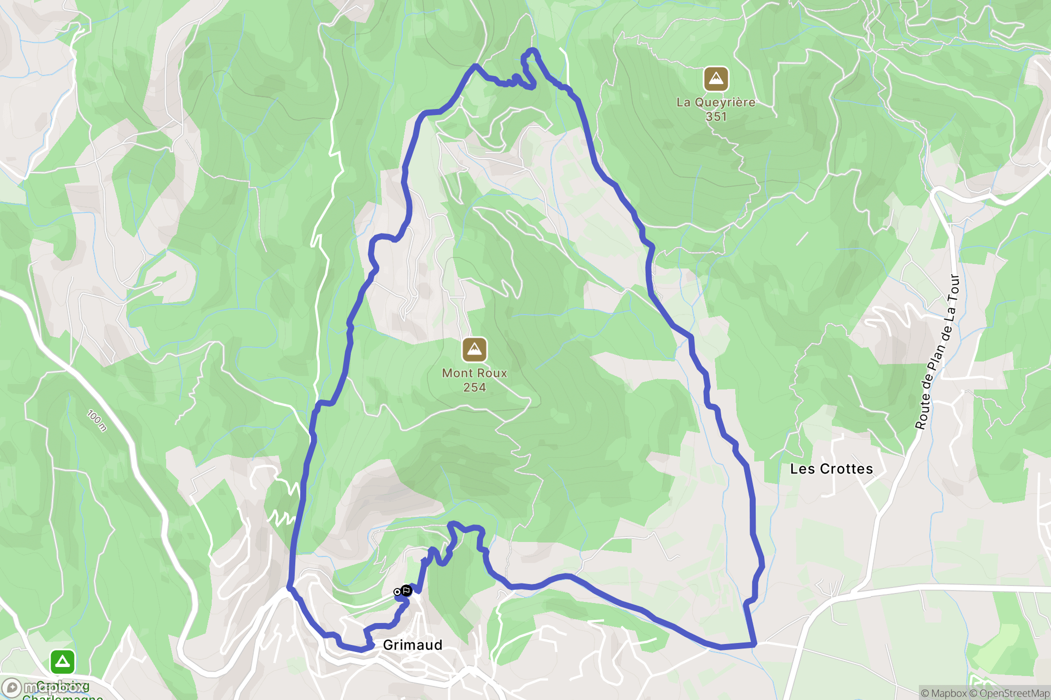 Grimaud : carte du parcours de randonnée - France