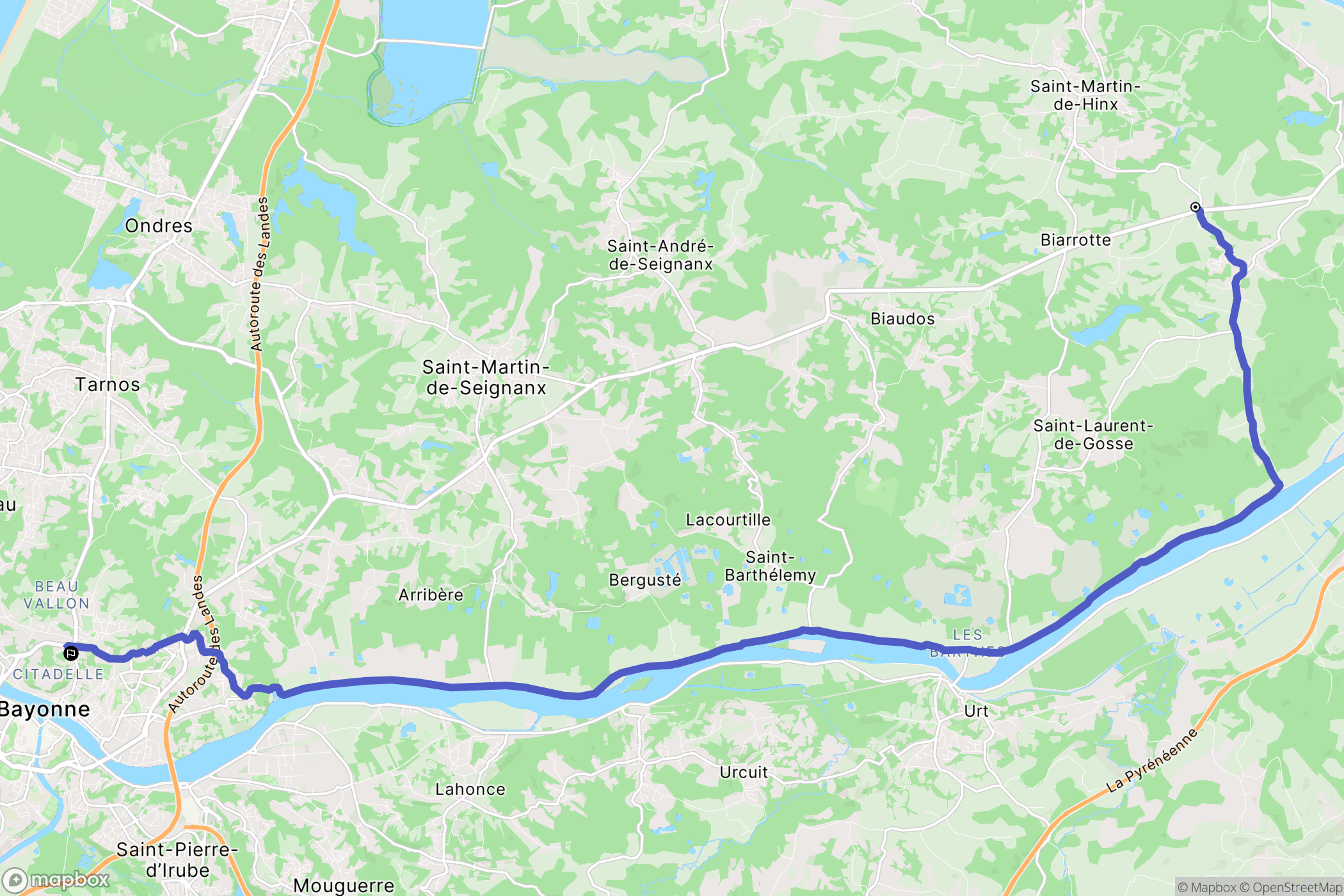 Sainte-Marie-de-Gosse : carte du parcours de randonnée - France