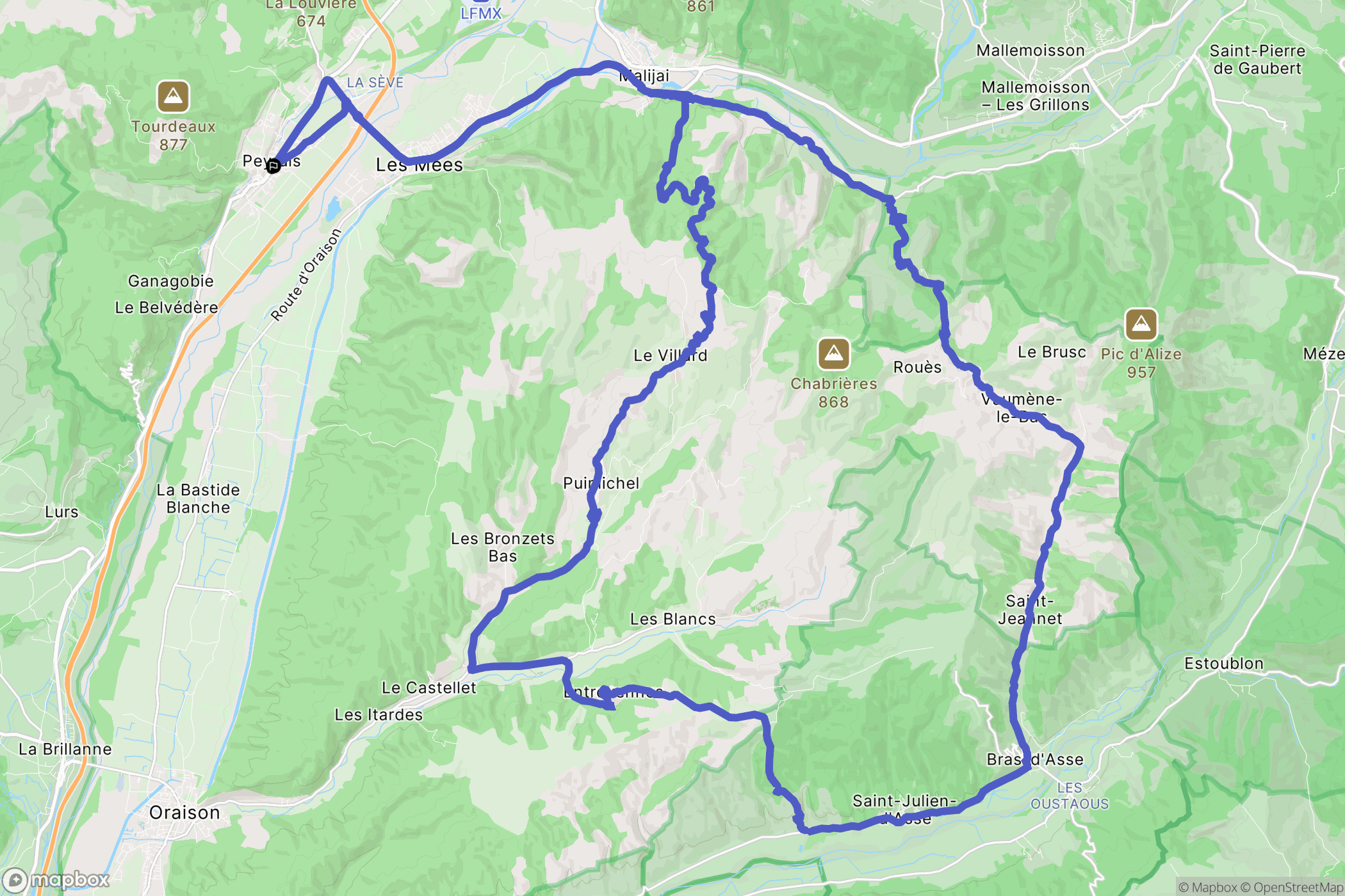 Peyruis : carte du parcours de randonnée - France
