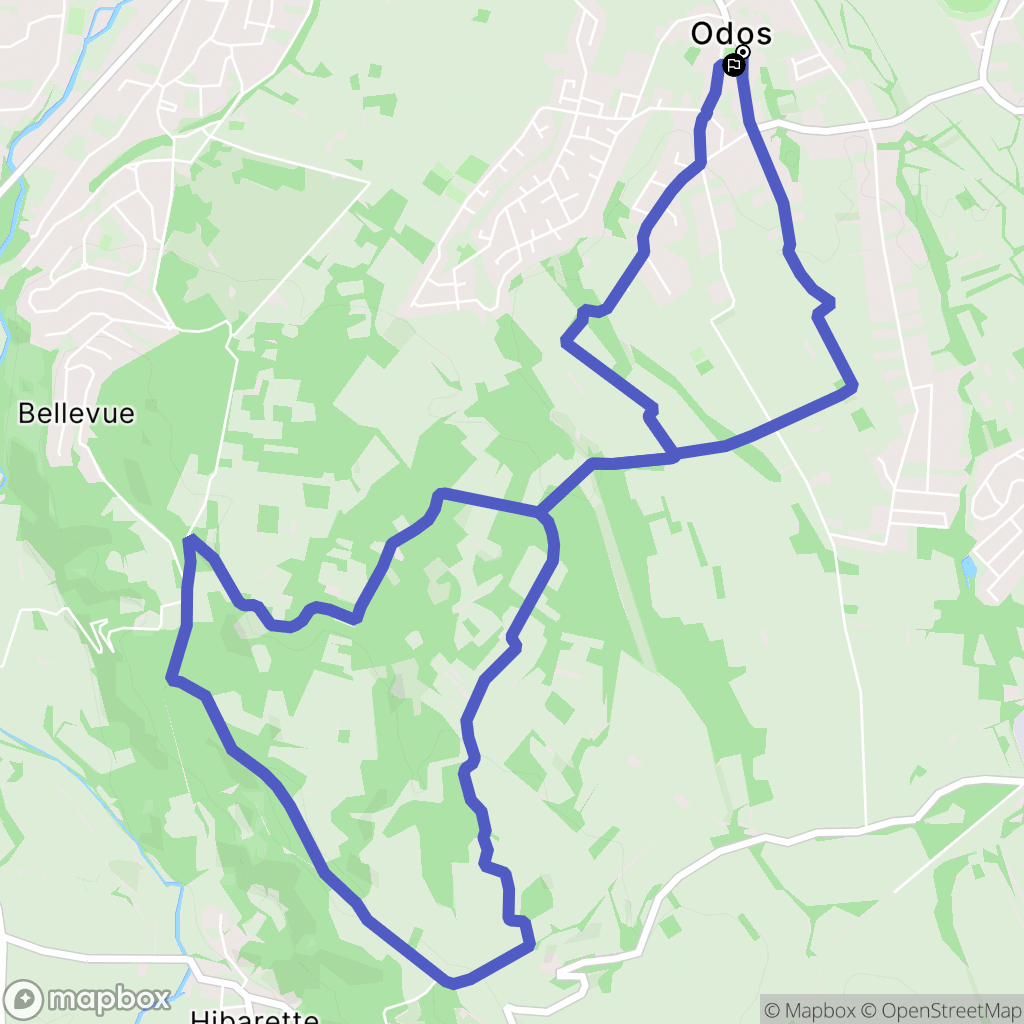 Odos : carte du parcours de randonnée - France
