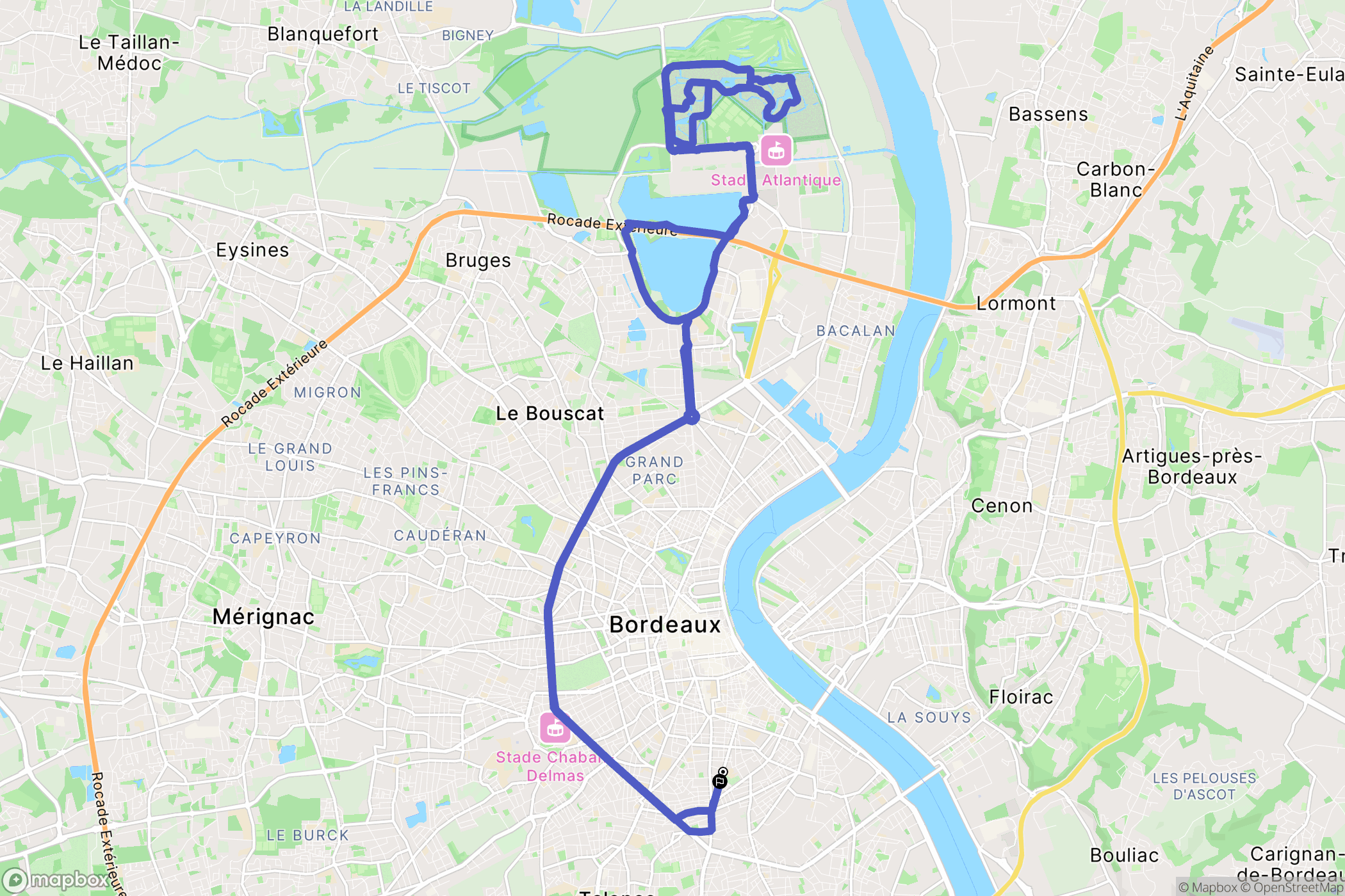 Bordeaux : carte du parcours de randonnée - France