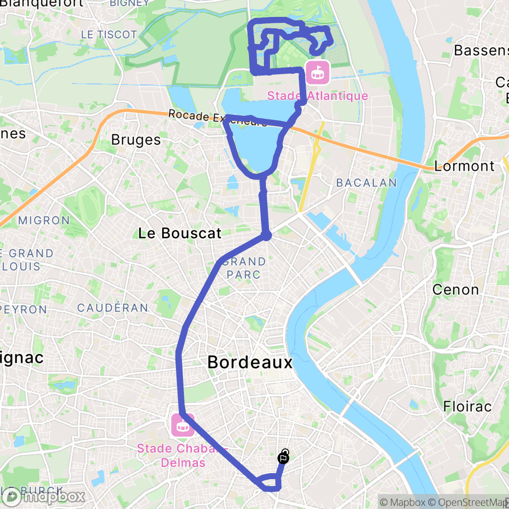 Bordeaux : carte du parcours de randonnée - France