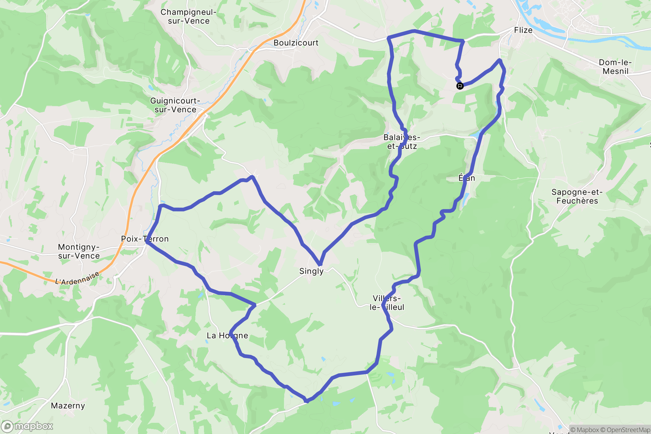 Étrépigny : carte du parcours de randonnée - France