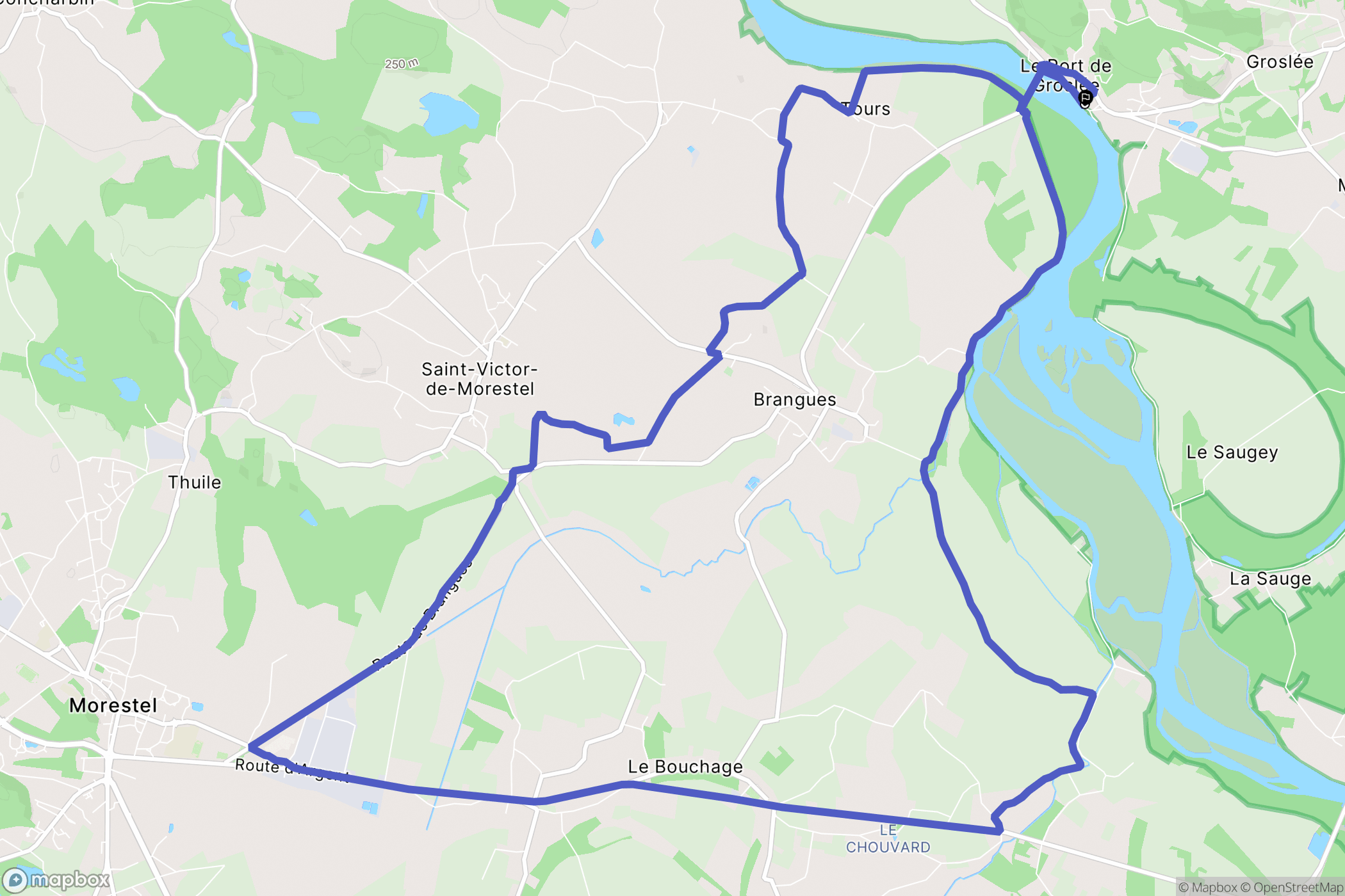 Groslée-Saint-Benoit : carte du parcours de randonnée - France
