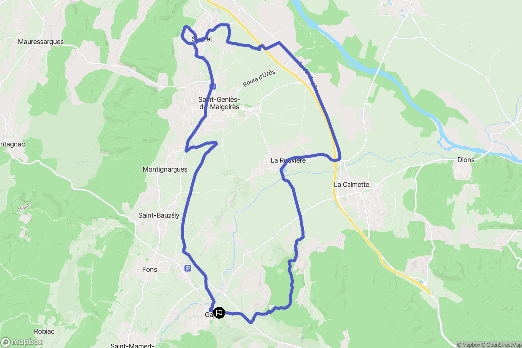 Gajan : carte du parcours de randonnée - France