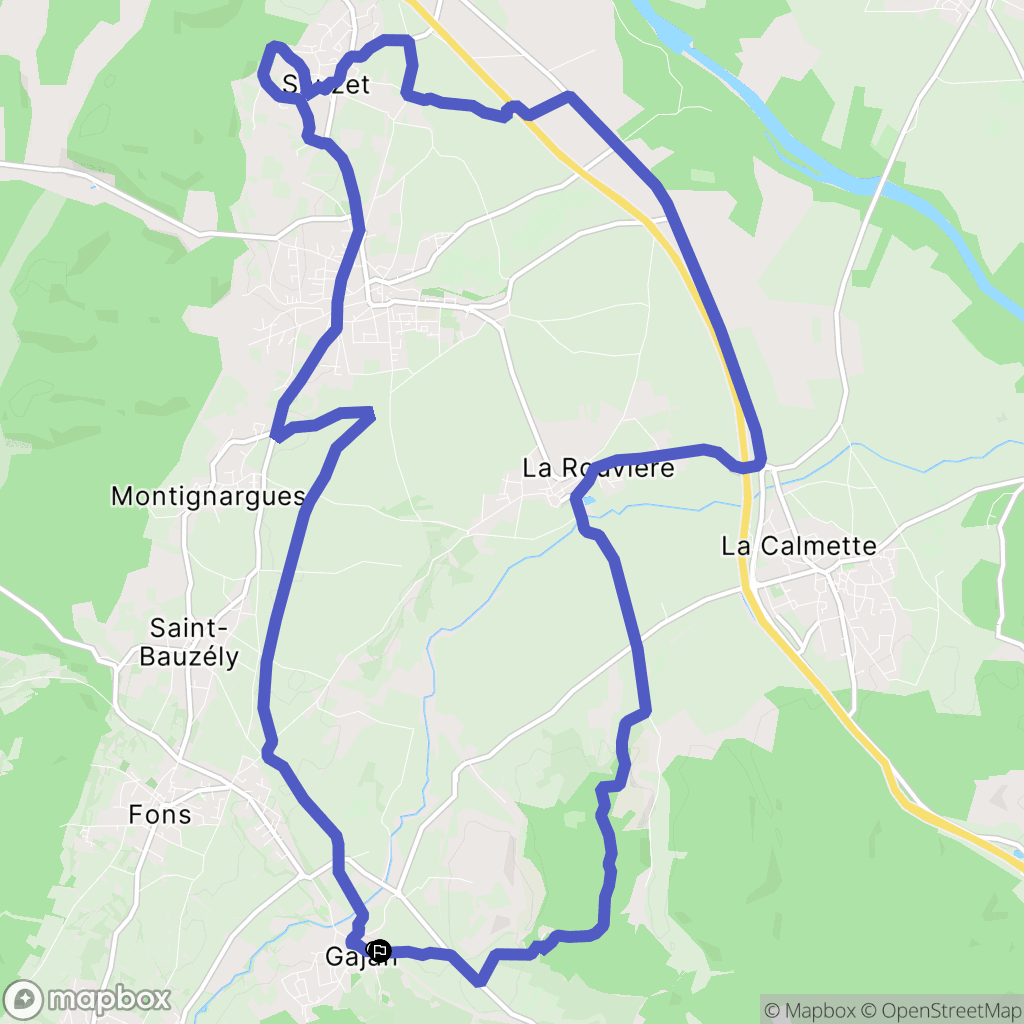 Gajan : carte du parcours de randonnée - France