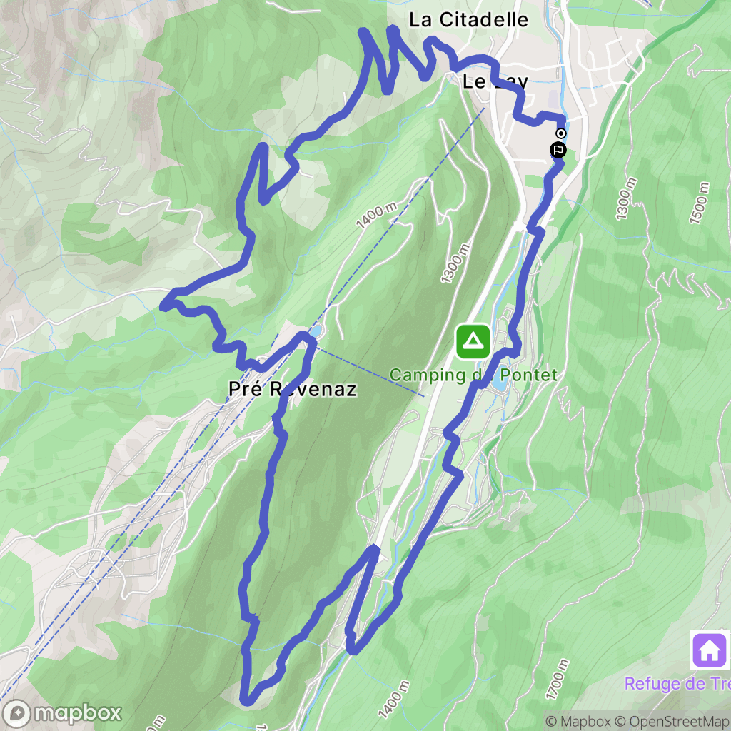Les Contamines-Montjoie : carte du parcours de randonnée - France
