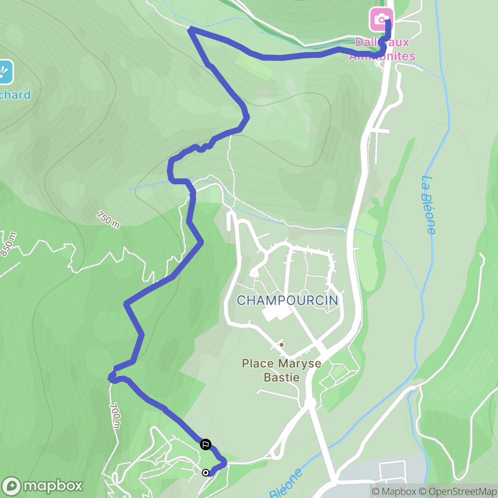 Digne-les-Bains : carte du parcours de randonnée - France