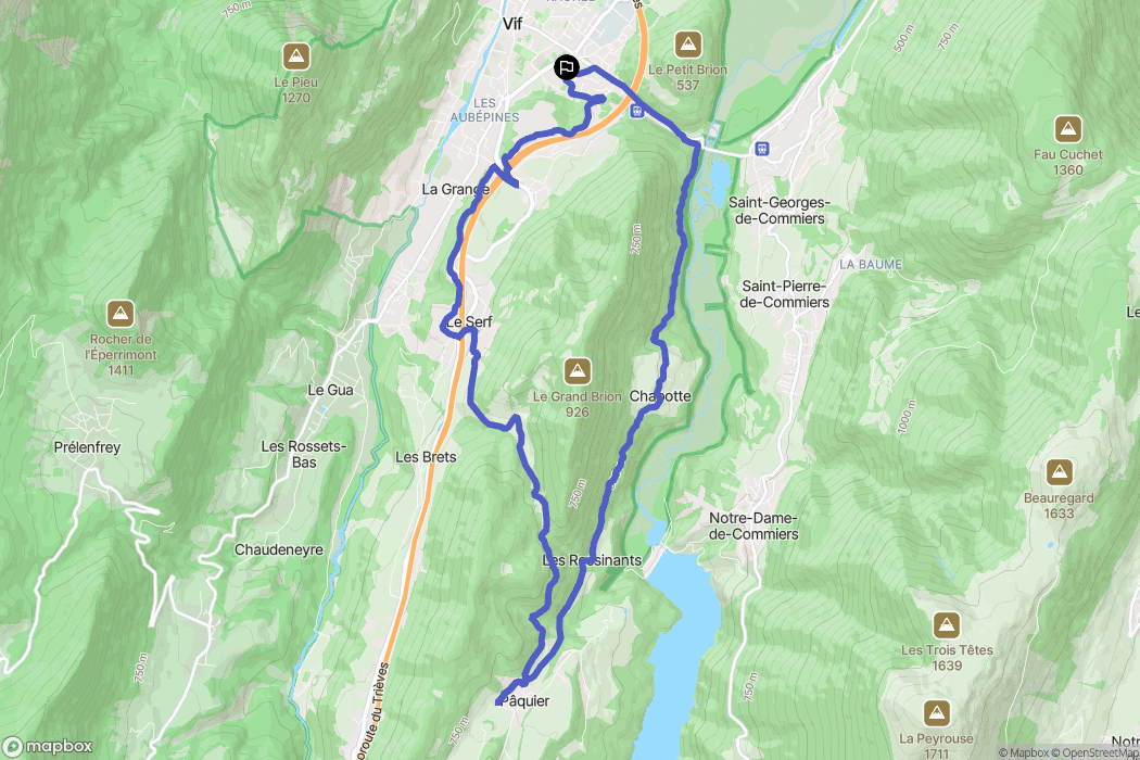 Vif : carte du parcours de randonnée - France