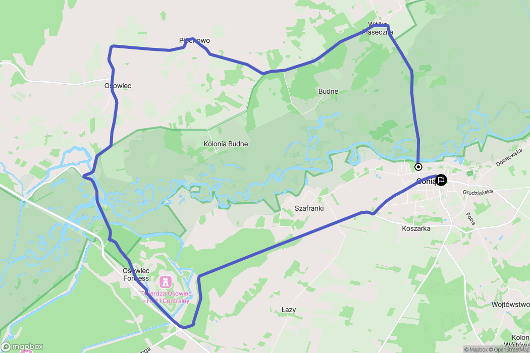 Goniądz: mapa trasy - Poland