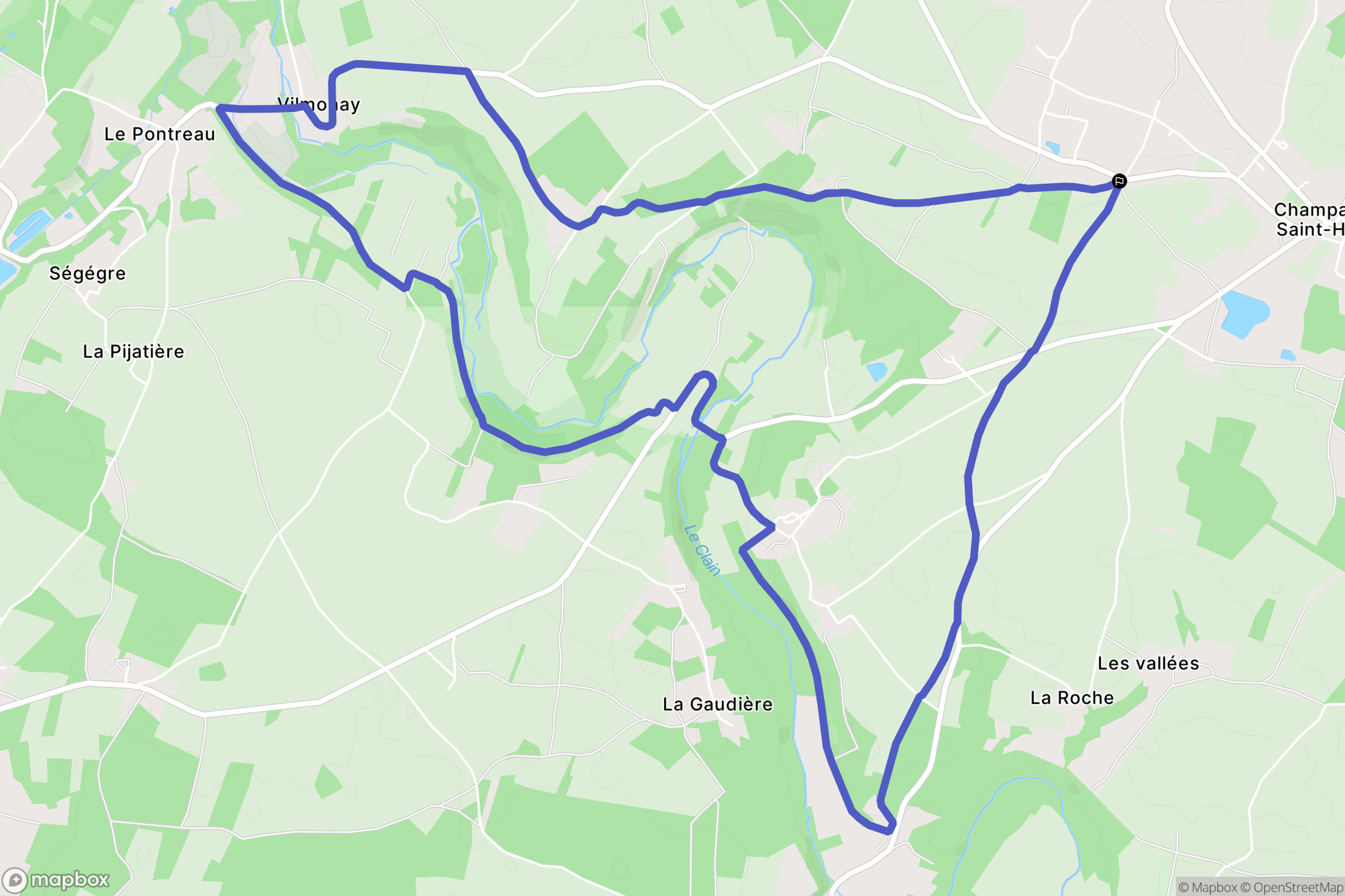 Champagné-Saint-Hilaire : carte du parcours de randonnée - France