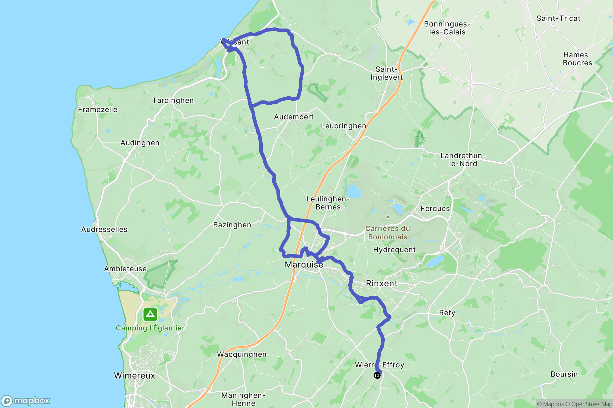 Wierre-Effroy : carte du parcours de randonnée - France