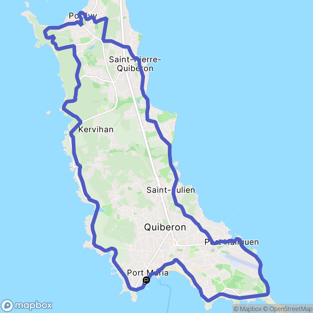 Quiberon : carte du parcours de randonnée - France