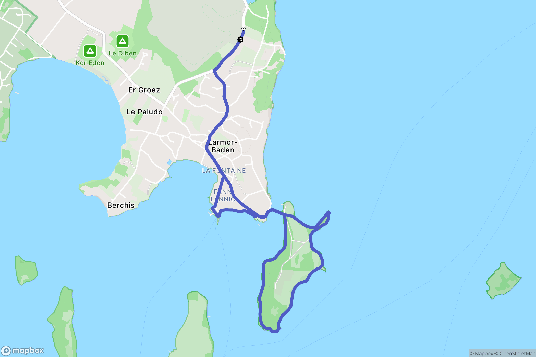 Larmor-Baden : carte du parcours de randonnée - France