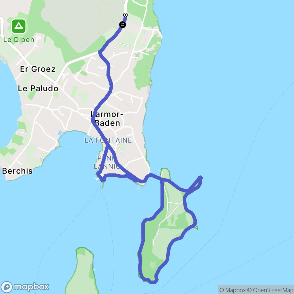 Larmor-Baden : carte du parcours de randonnée - France