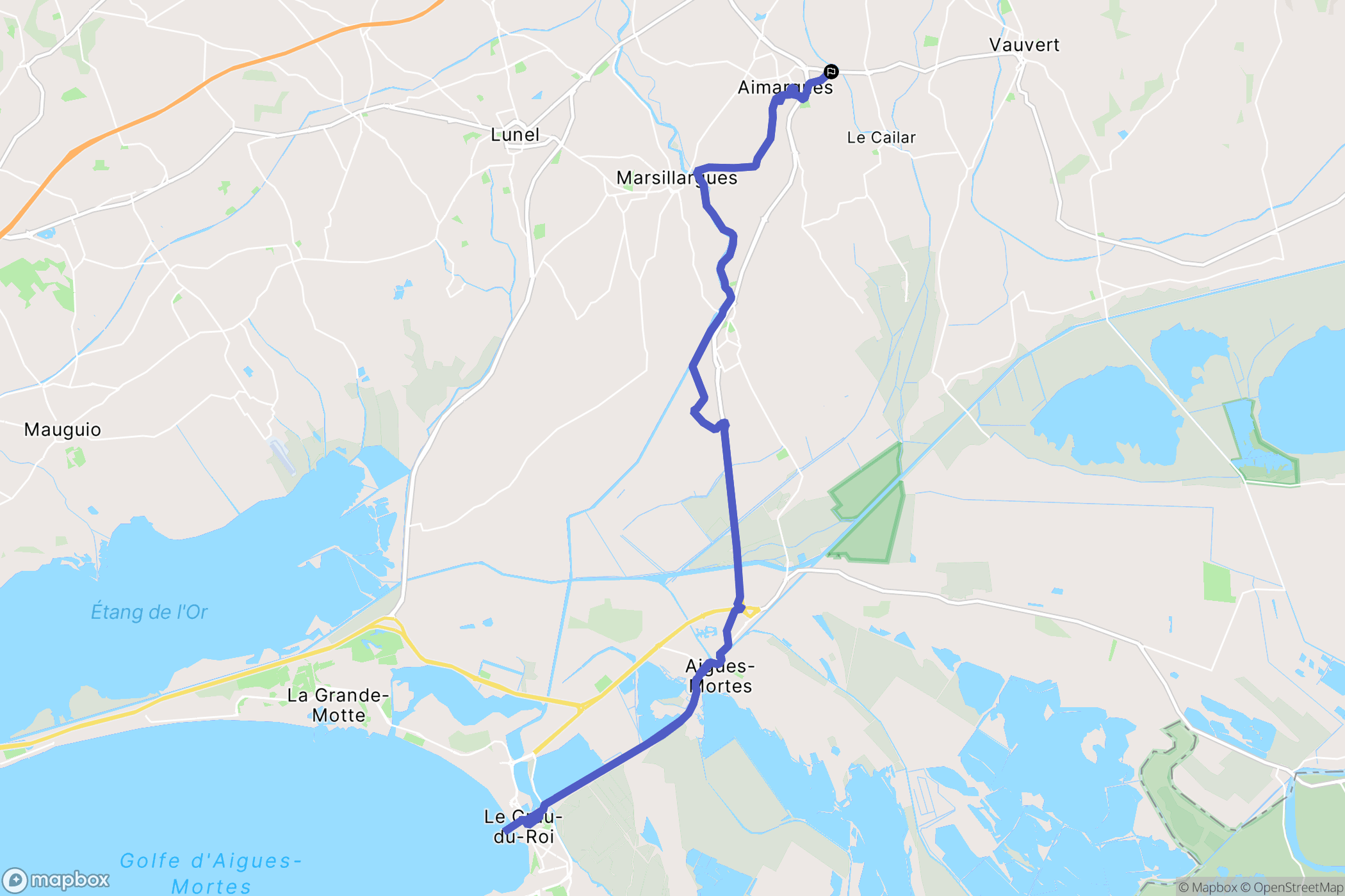 Aimargues : carte du parcours de randonnée - France