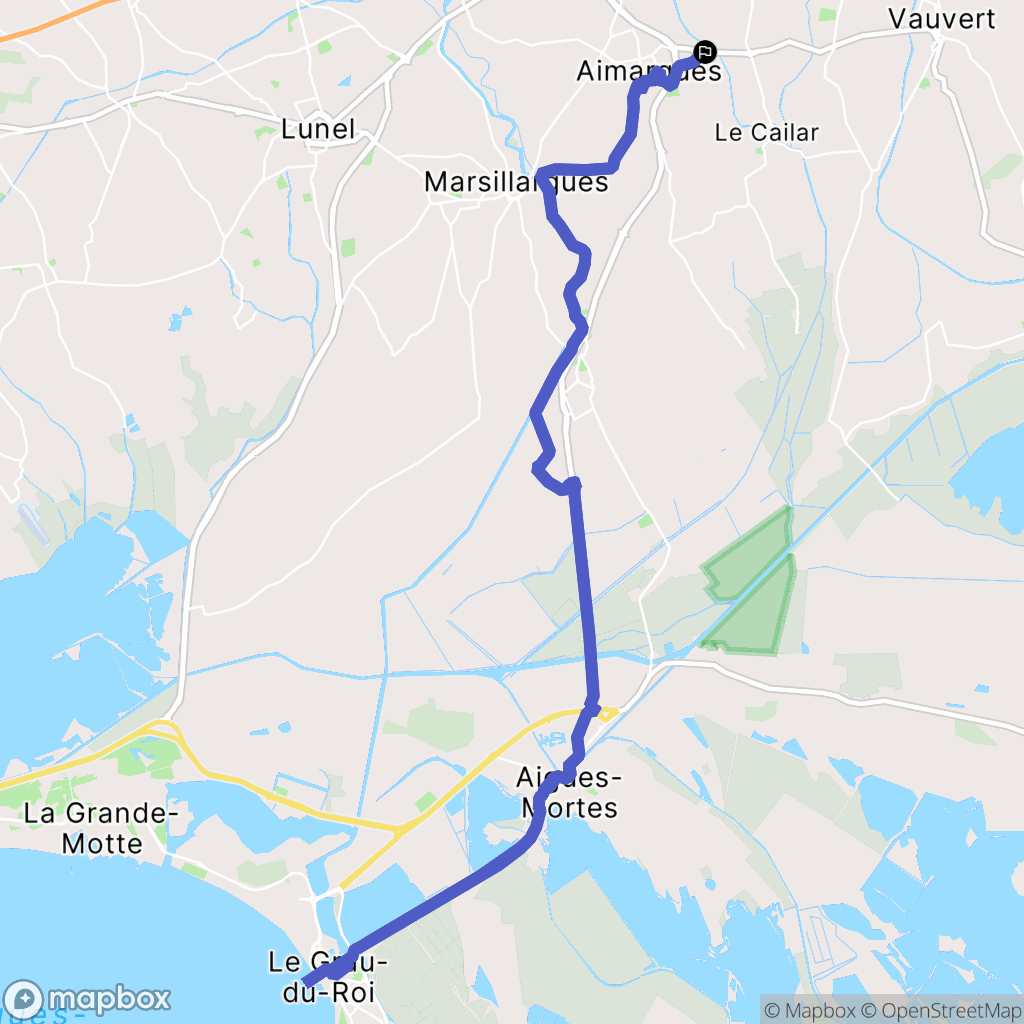 Aimargues : carte du parcours de randonnée - France