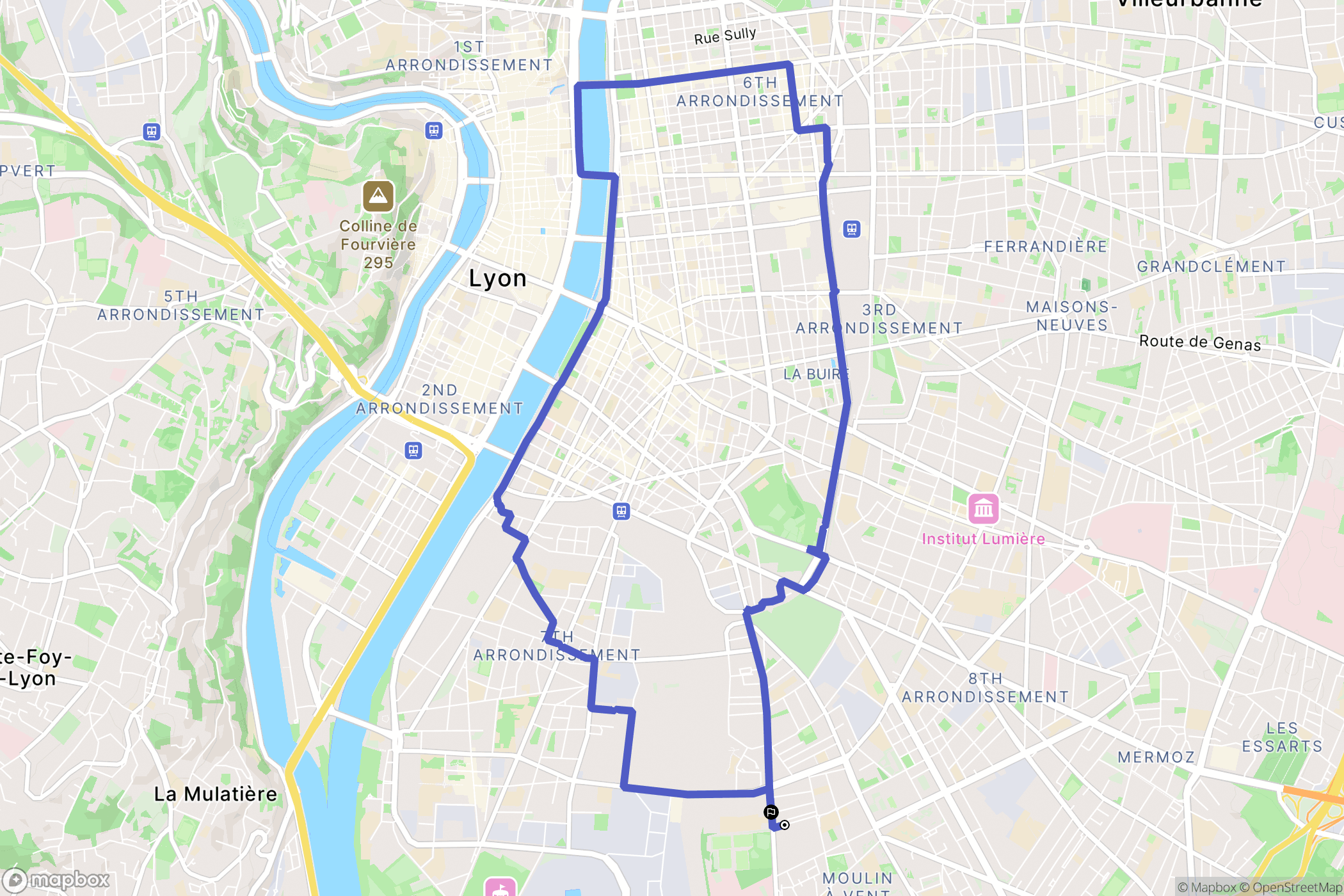 Vénissieux : carte du parcours de randonnée - France