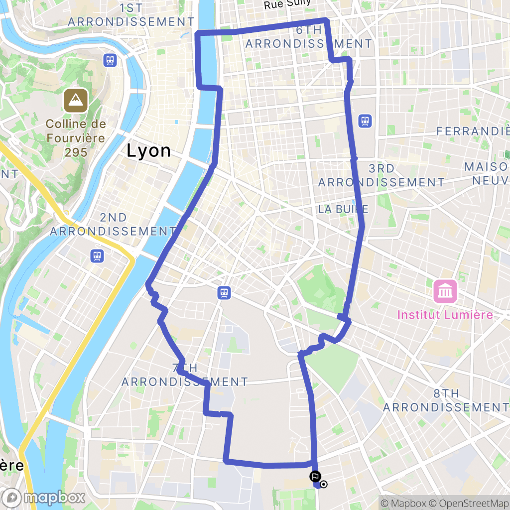 Vénissieux : carte du parcours de randonnée - France
