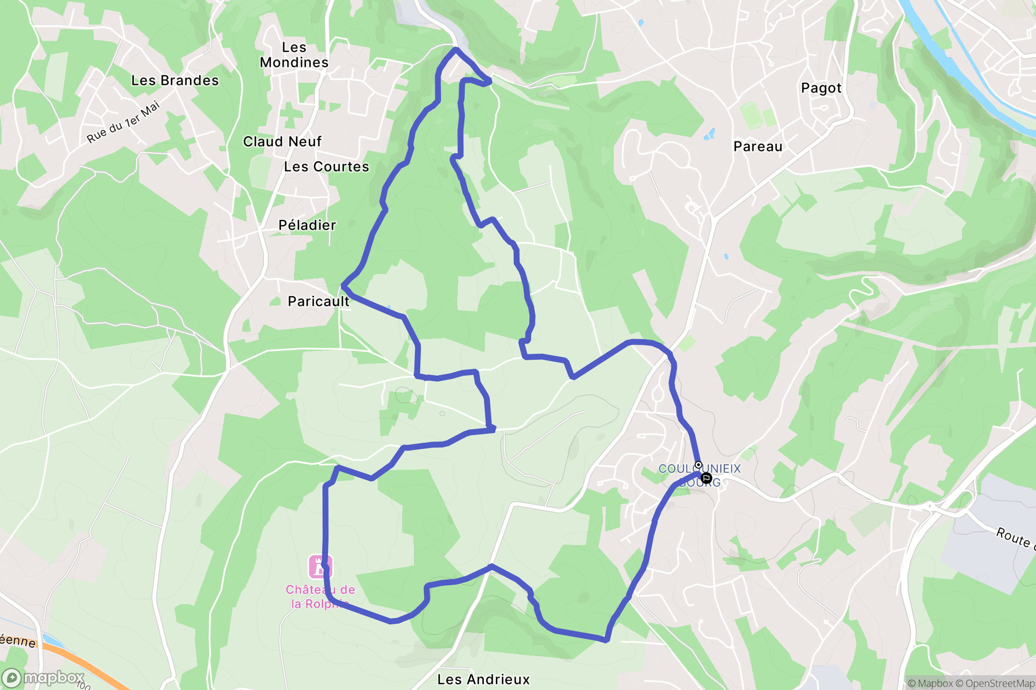 Coulounieix-Chamiers : carte du parcours de randonnée - France