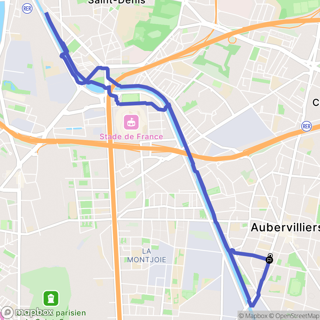 Aubervilliers : carte du parcours de randonnée - France