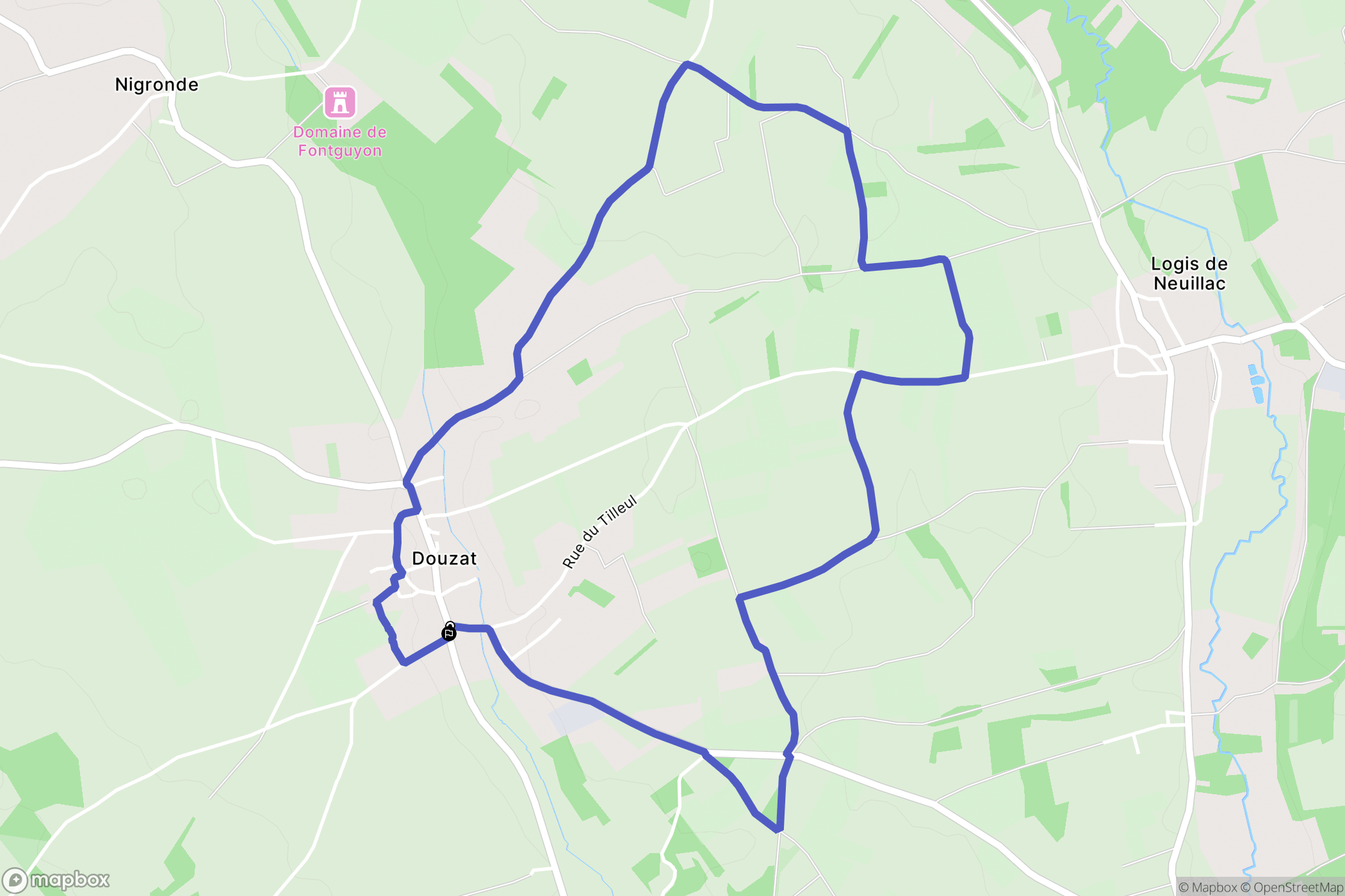 Douzat : carte du parcours de randonnée - France