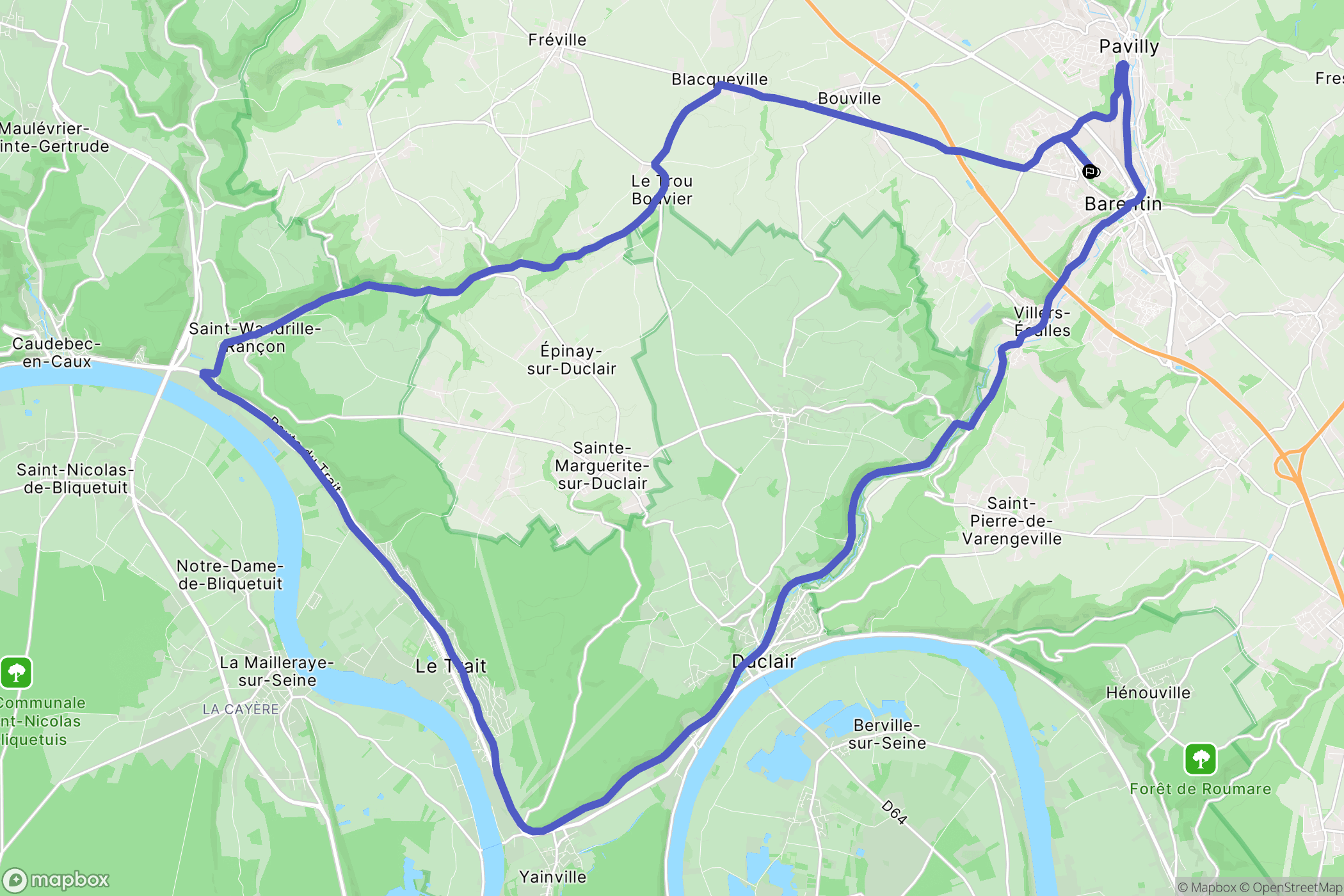 Barentin : carte du parcours de randonnée - France