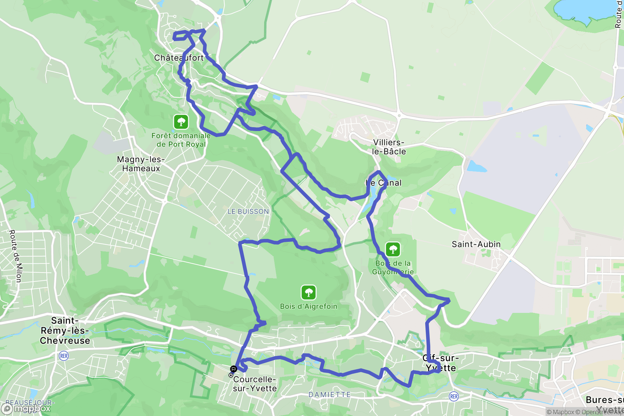 Gif-sur-Yvette : carte du parcours de randonnée - France