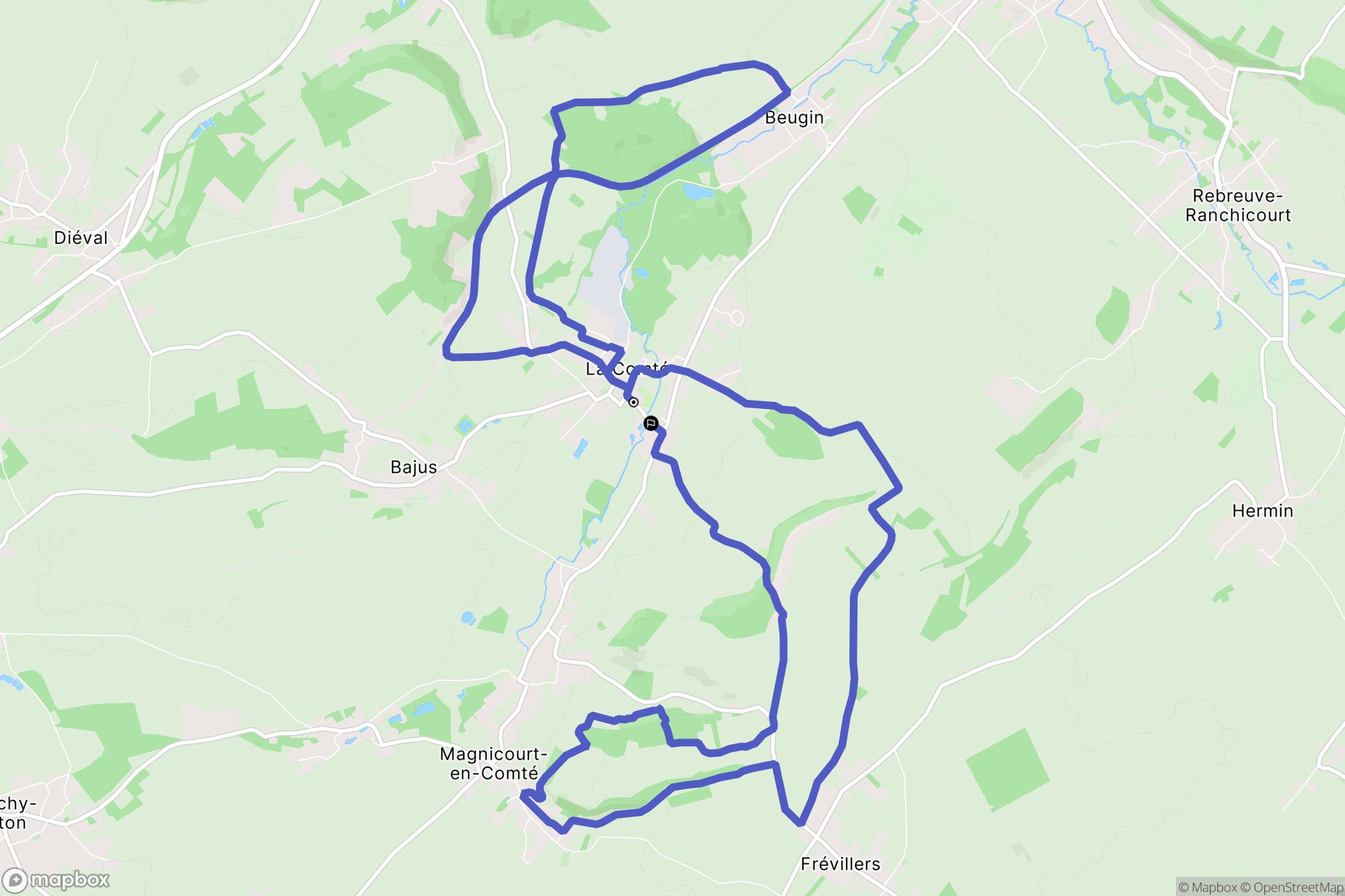 La Comté : carte du parcours de randonnée - France