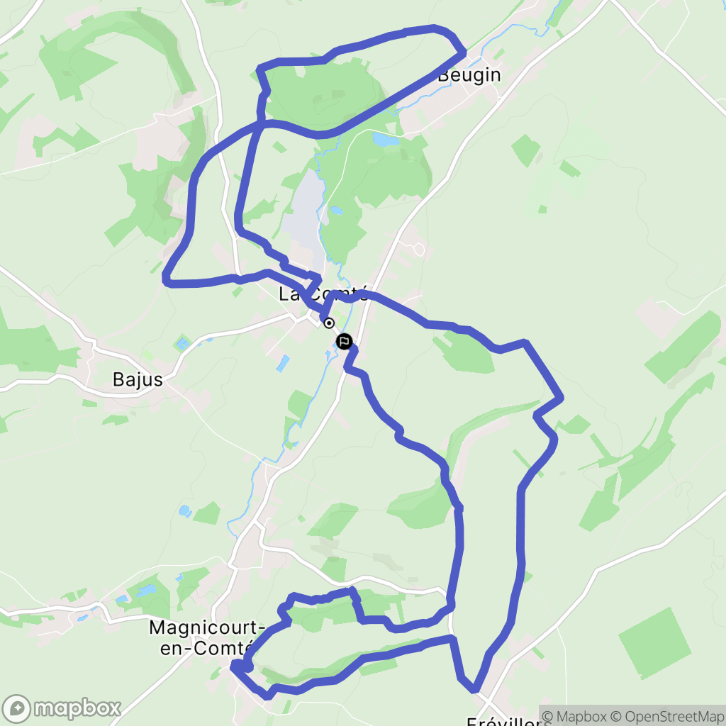 La Comté : carte du parcours de randonnée - France