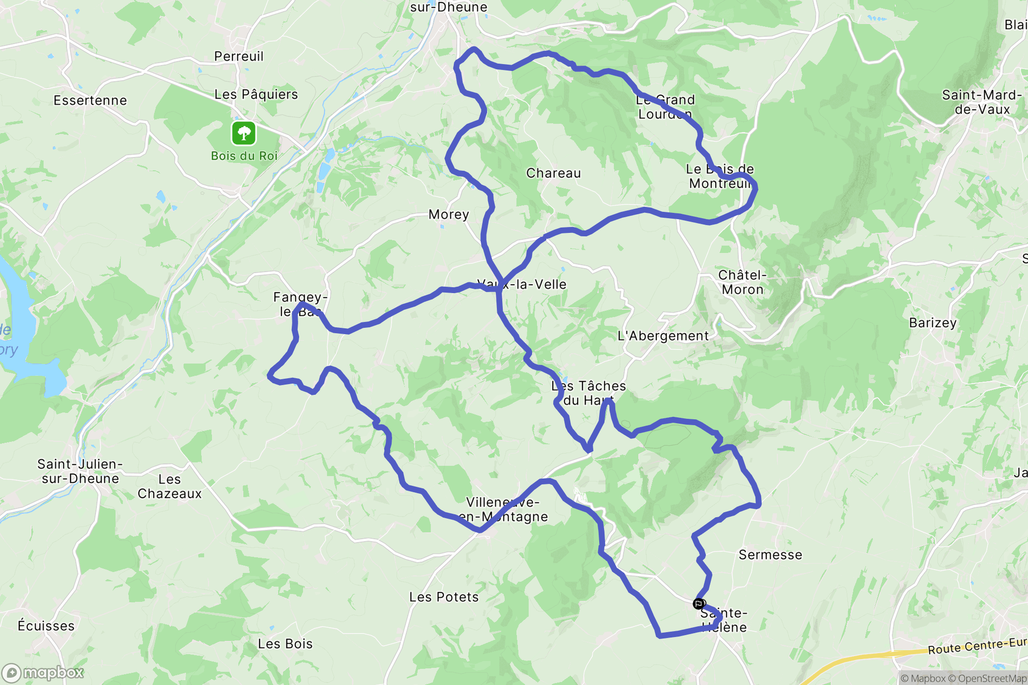 Sainte-Hélène : carte du parcours de randonnée - France