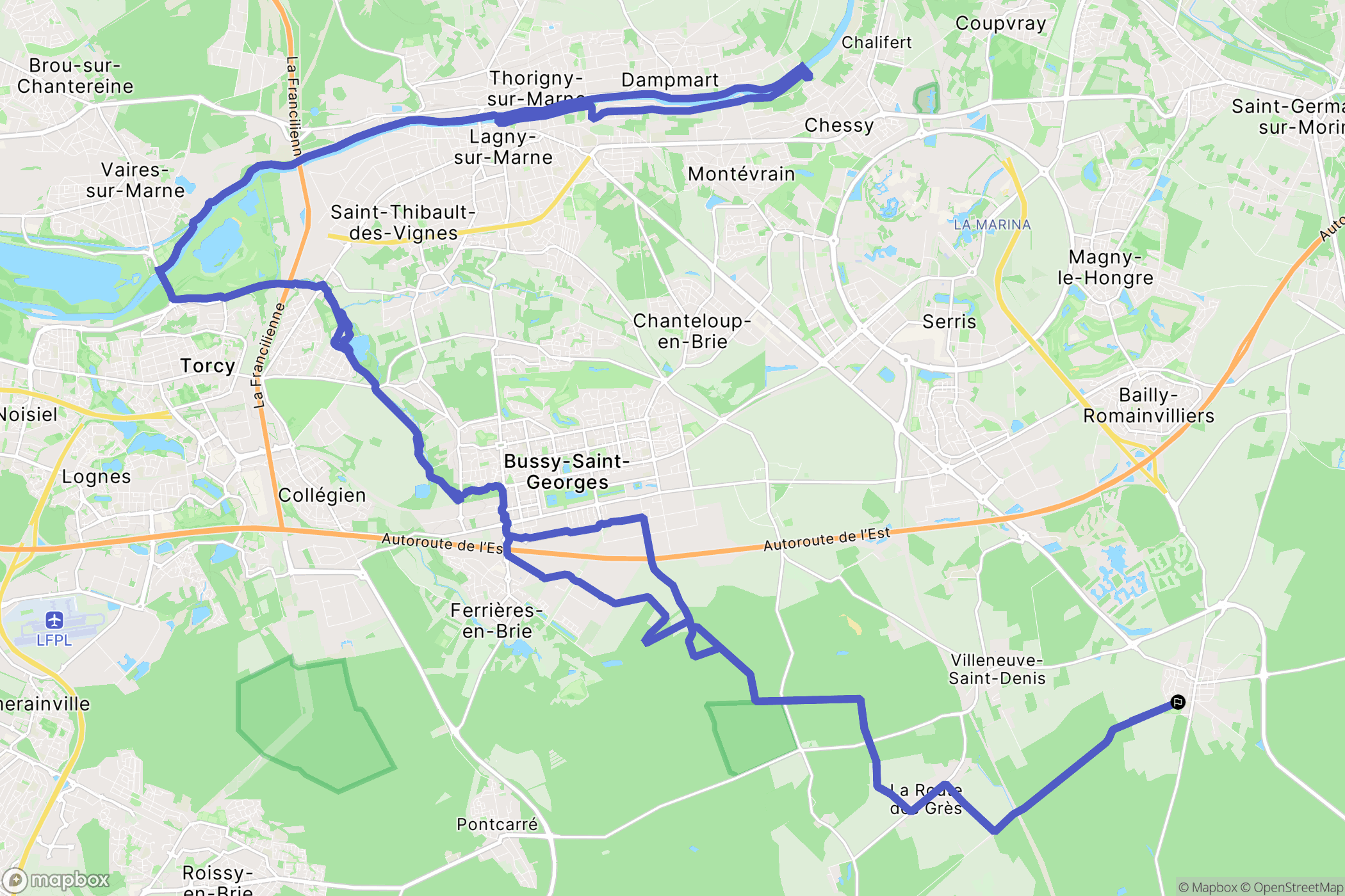 Villeneuve-le-Comte : carte du parcours de randonnée - France