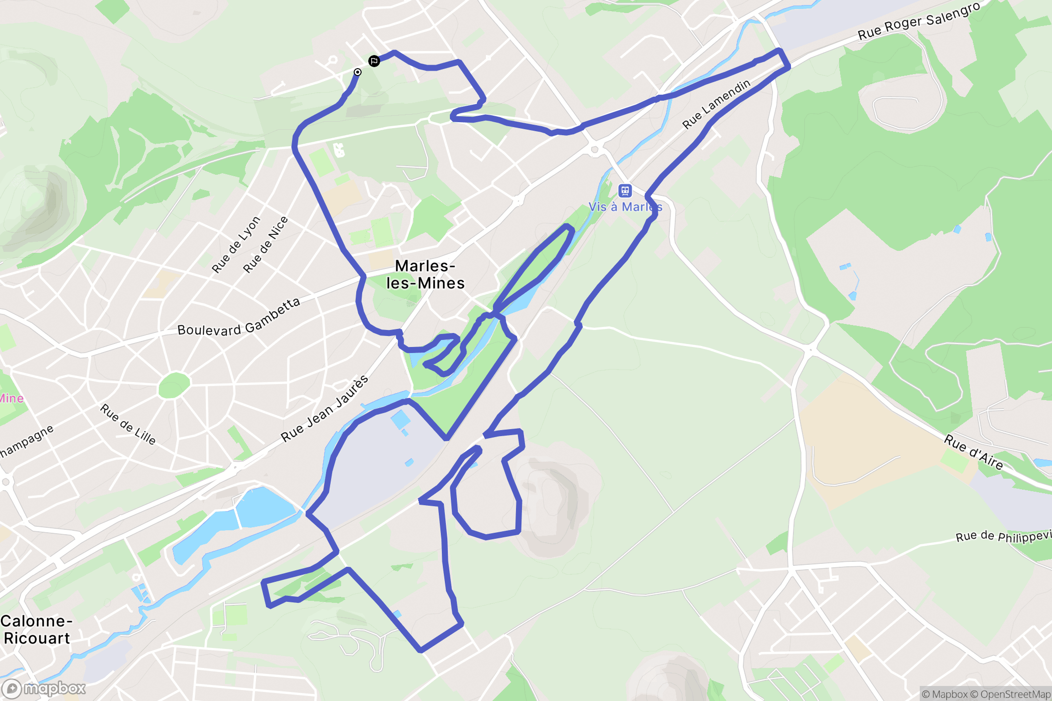 Marles-les-Mines : carte du parcours de randonnée - France