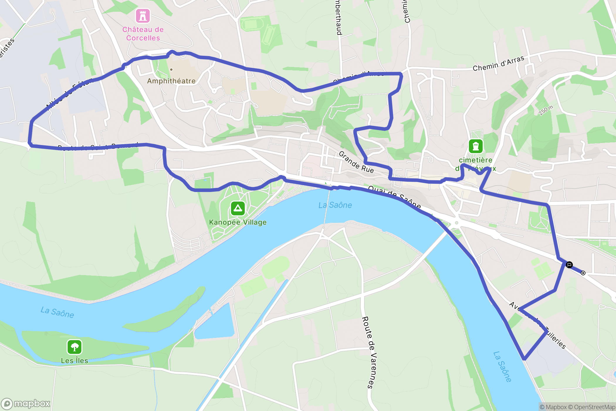 Trévoux : carte du parcours de randonnée - France