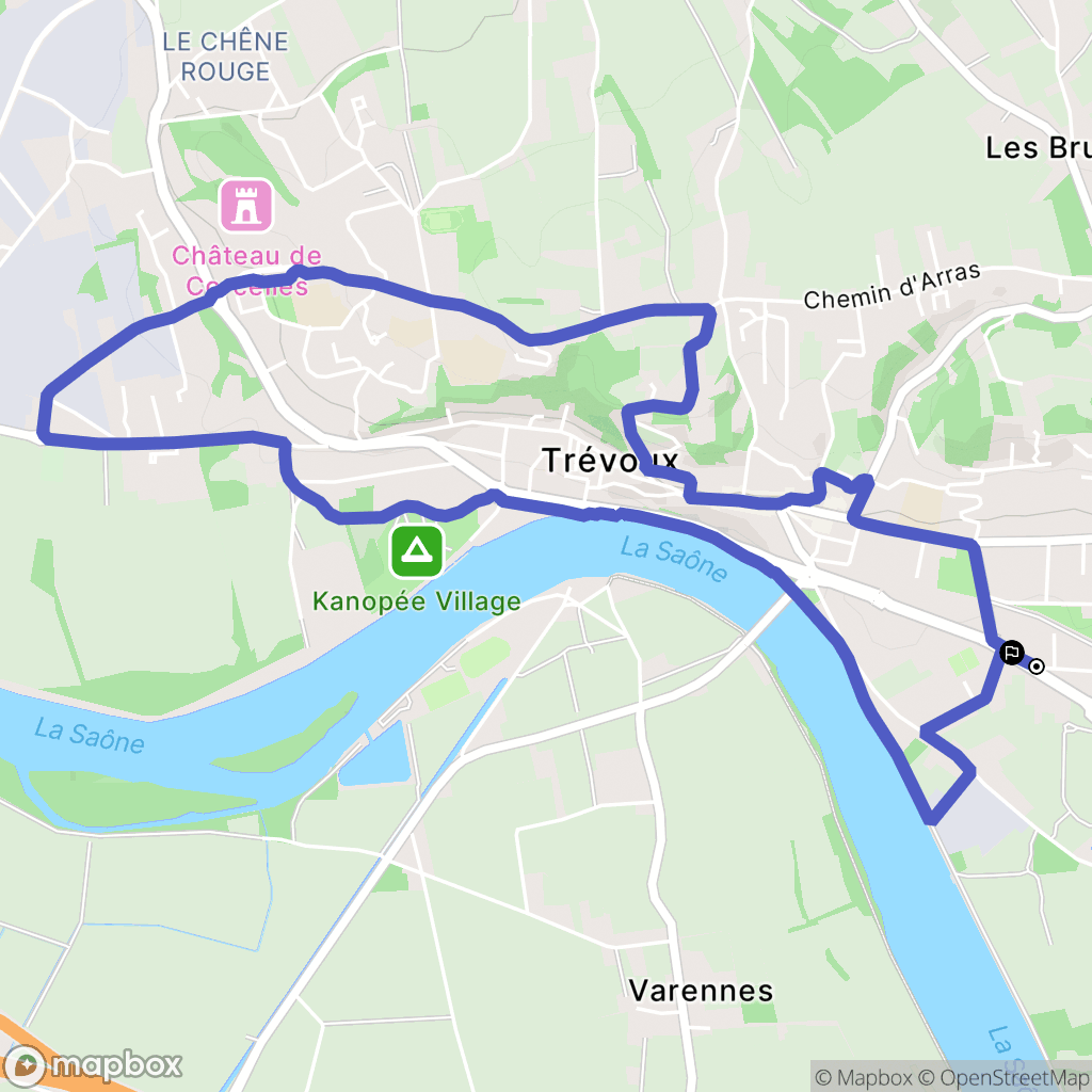 Trévoux : carte du parcours de randonnée - France