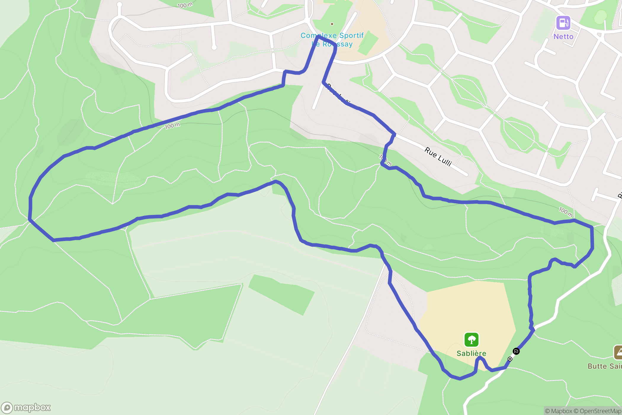 Étréchy : carte du parcours de randonnée - France