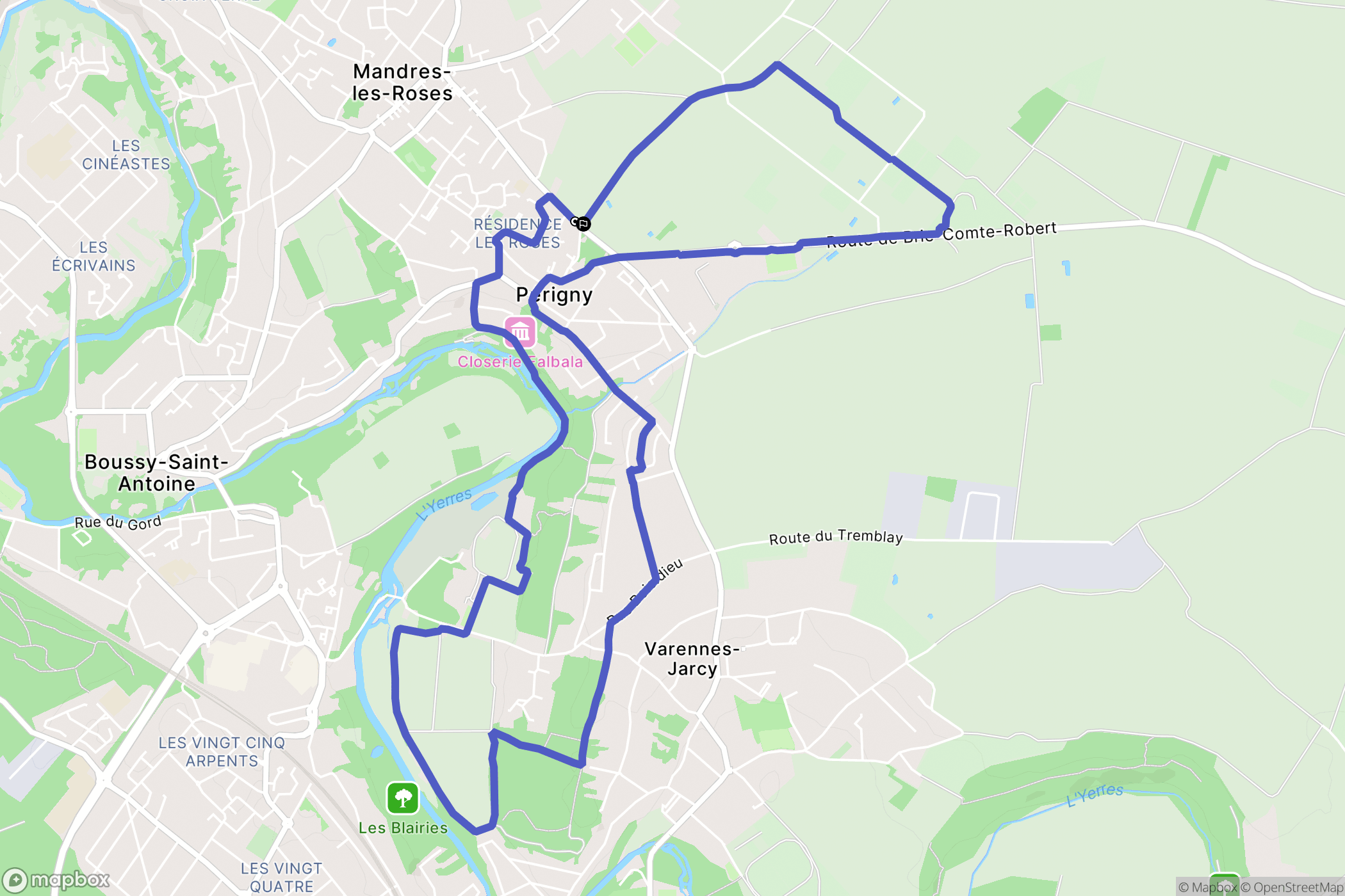 Périgny : carte du parcours de randonnée - France