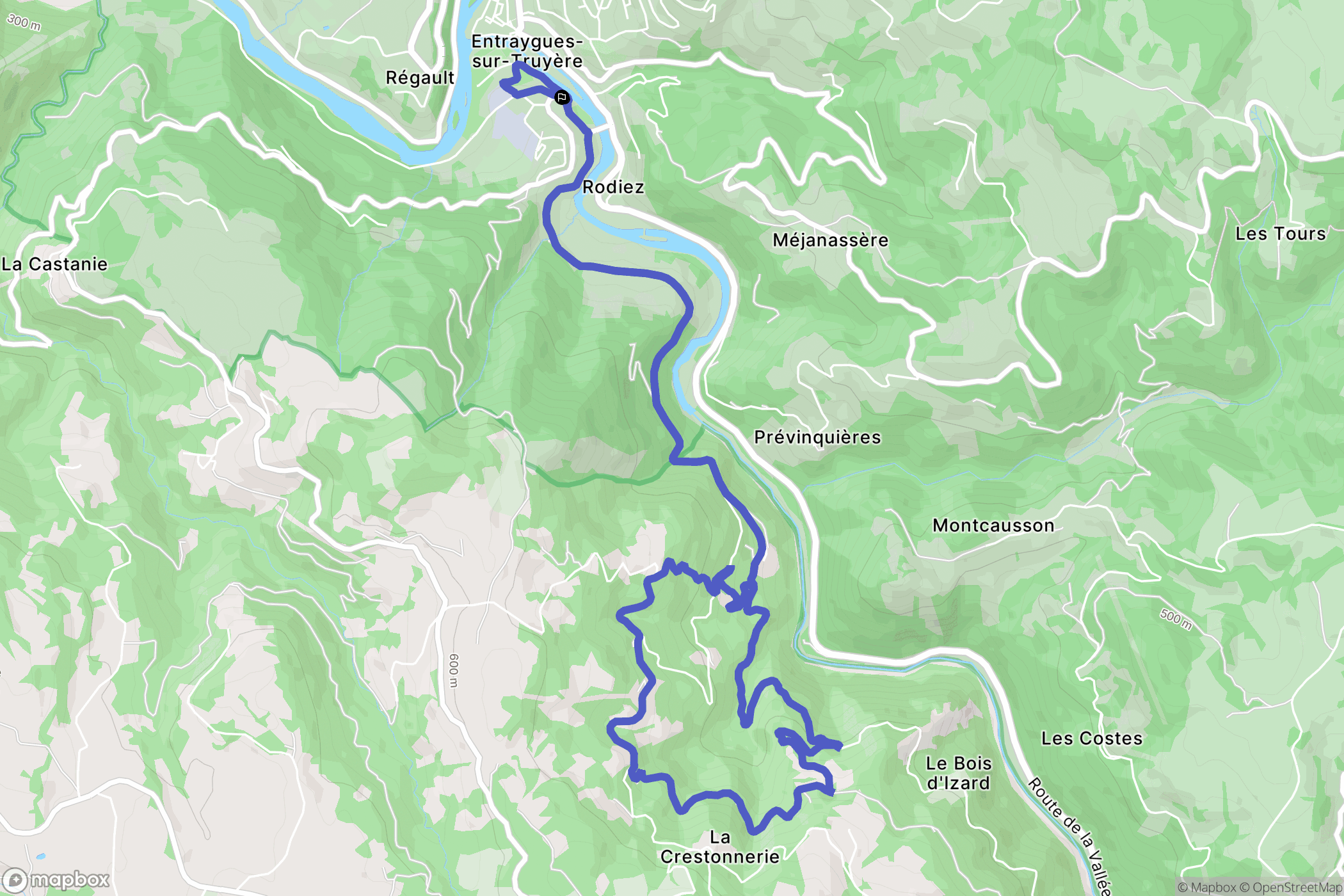 Entraygues-sur-Truyère : carte du parcours de randonnée - France